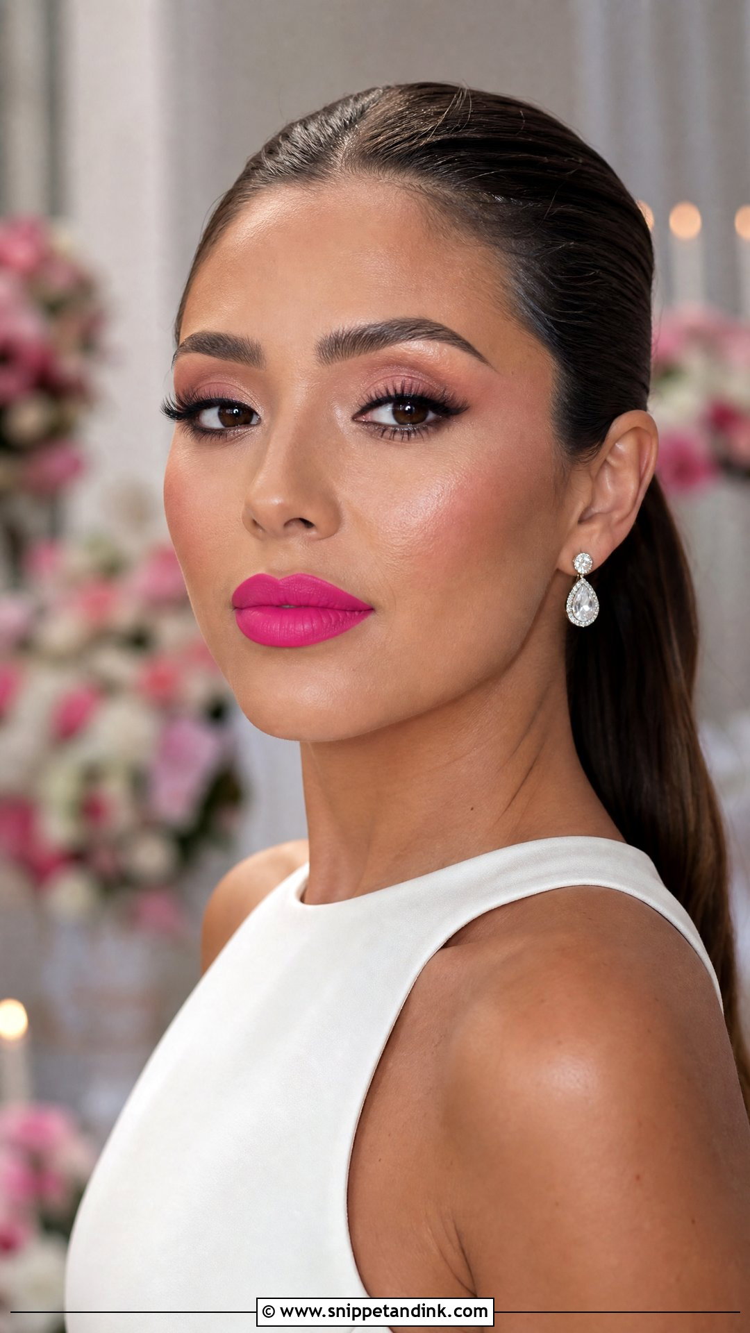 Hot Pink Lip Wedding Makeup - Snippet and Ink - 25 Pink Wedding Makeup Ideas