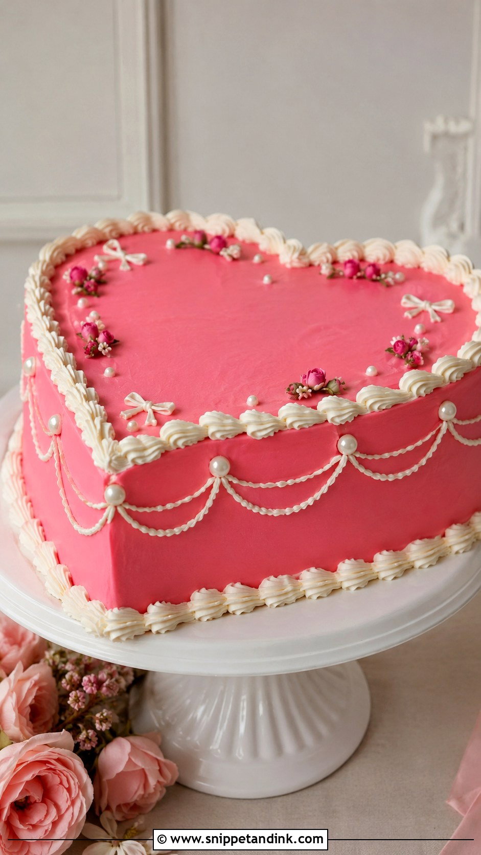 Hot Pink Vintage Wedding Cake With Scalloped Edges - Snippet and Ink - 20 Hot Pink Vintage Cake Ideas for Wedding