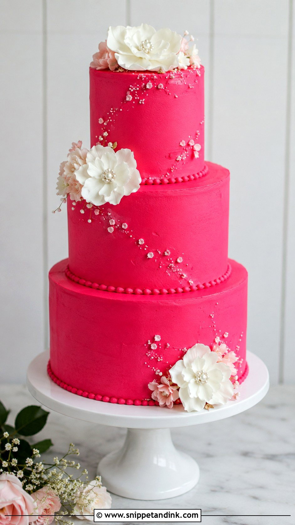 Hot Pink Wedding Cake - Snippet and Ink - 25 Pink Themed Wedding Cake Ideas