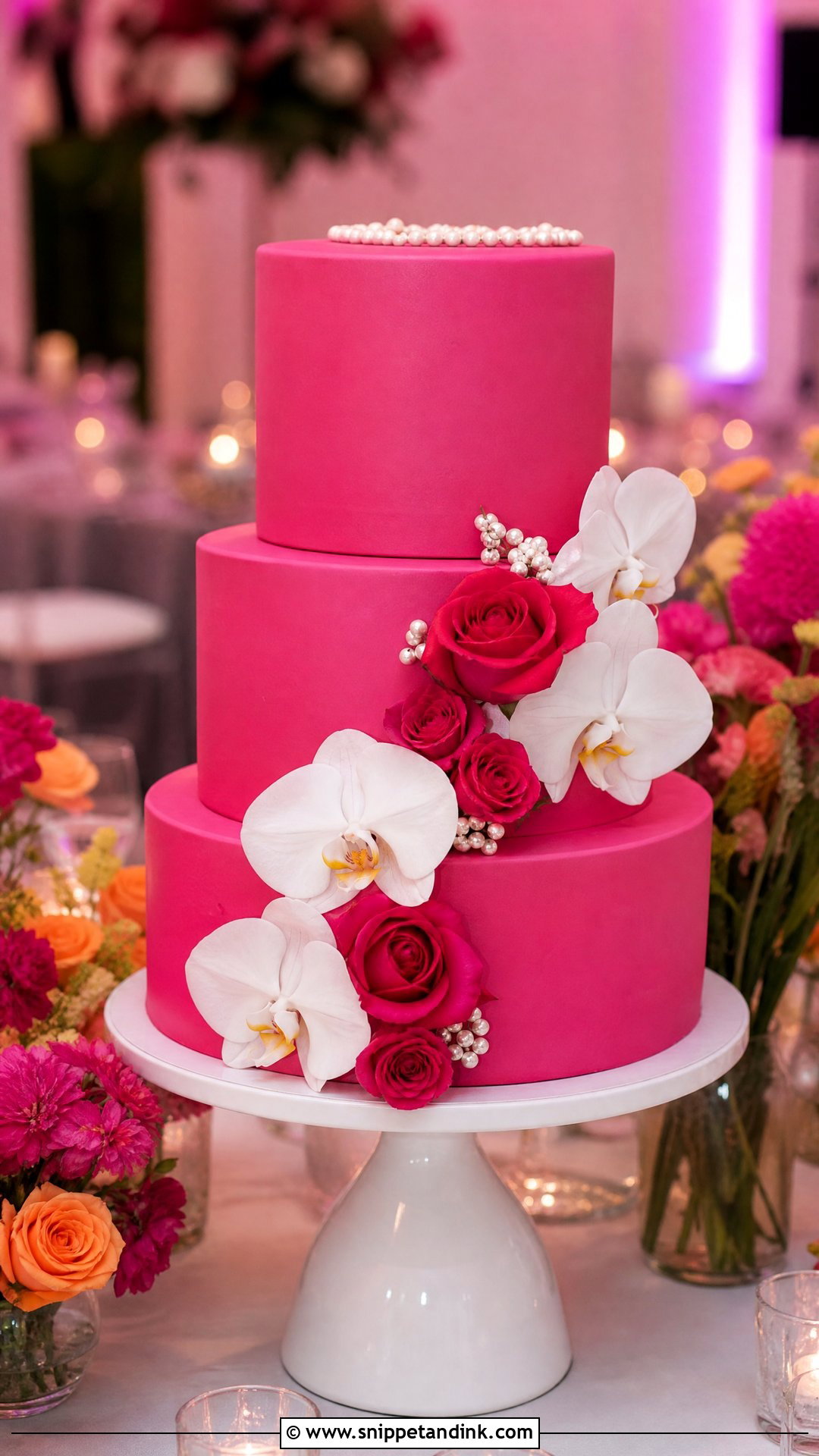 Hot Pink Wedding Cake - Snippet and Ink - 20 Pink Wedding Cake Ideas