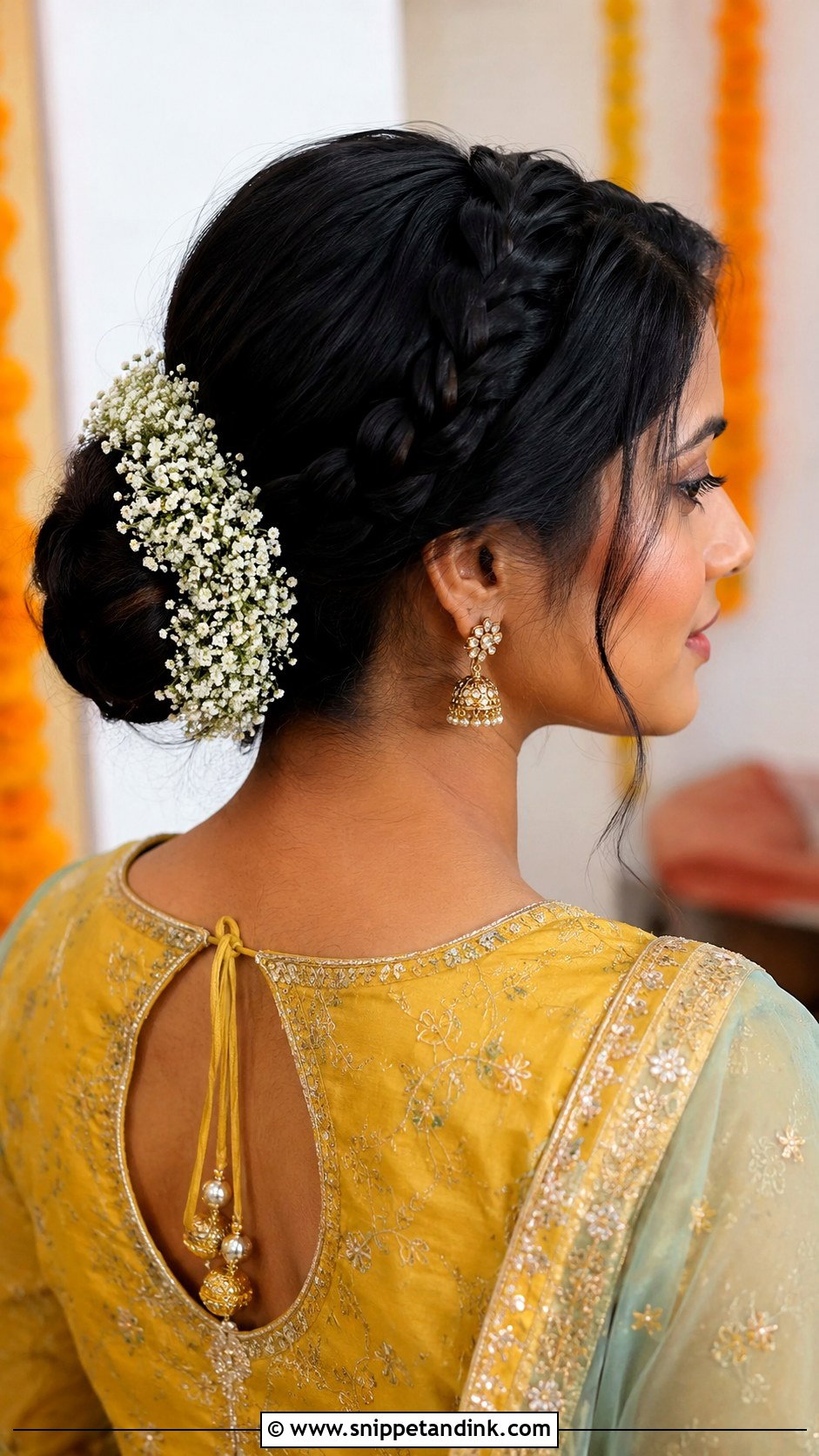 House Warming Ceremony Braided Bun - Snippet and Ink - 15 Hairstyle for House Warming Ceremony Ideas