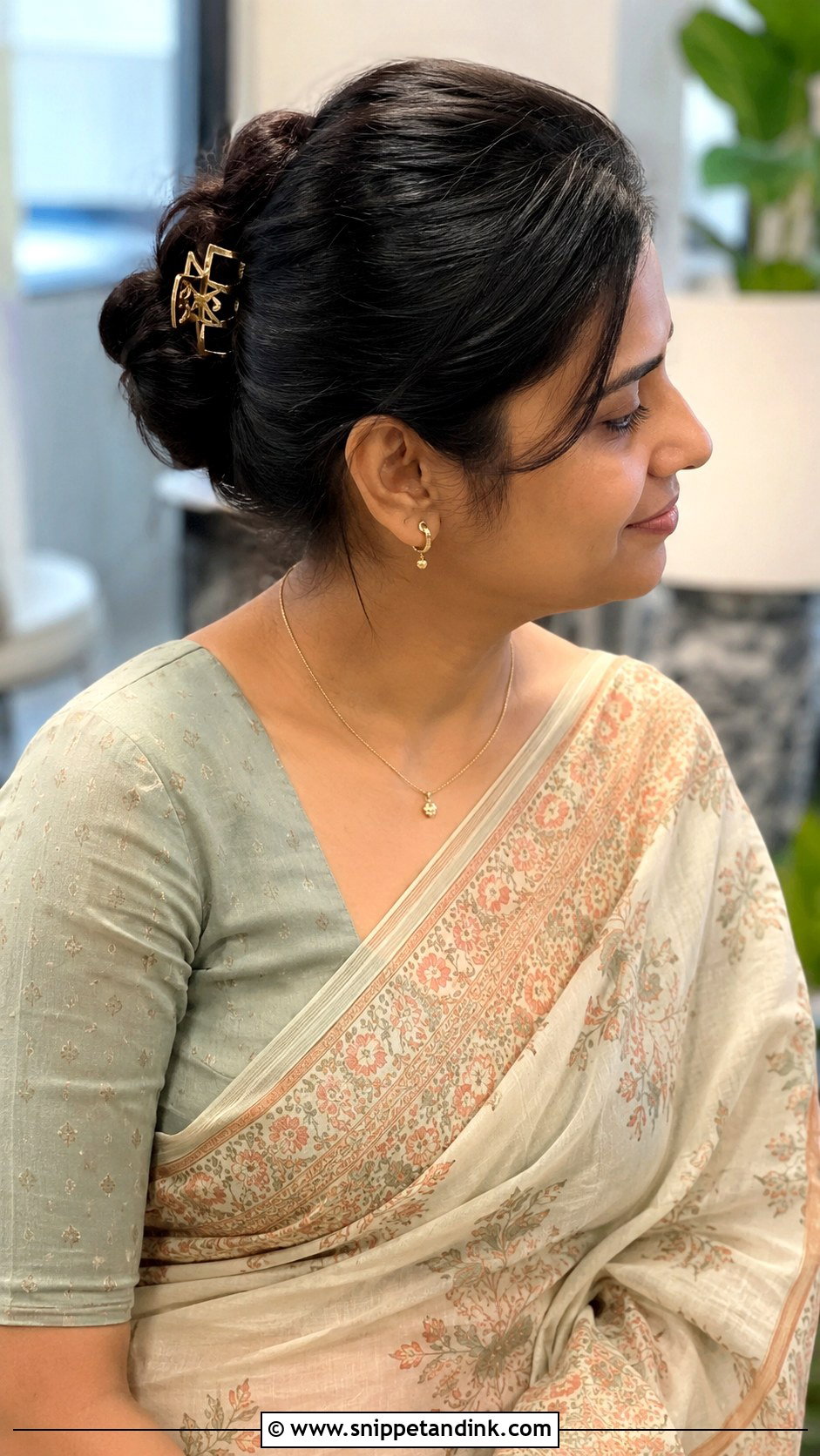 House Warming Ceremony Claw Clip Bun - Snippet and Ink - 15 Hairstyle for House Warming Ceremony Ideas