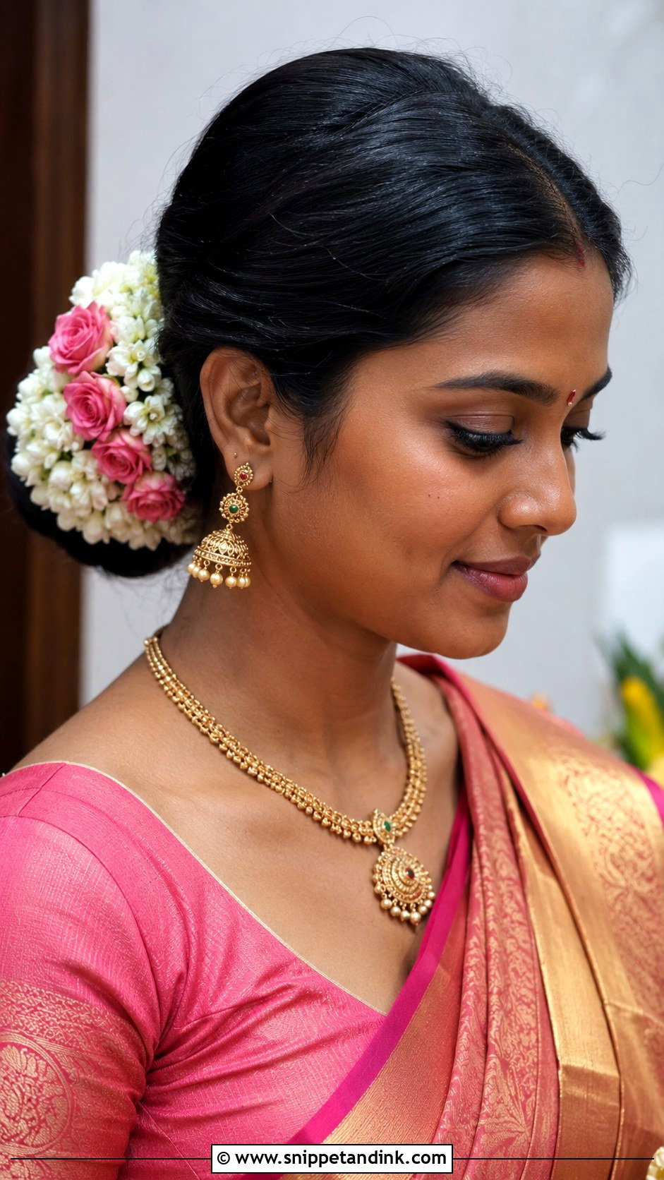 House Warming Ceremony Flower Bun - Snippet and Ink - 15 Hairstyle for House Warming Ceremony Ideas