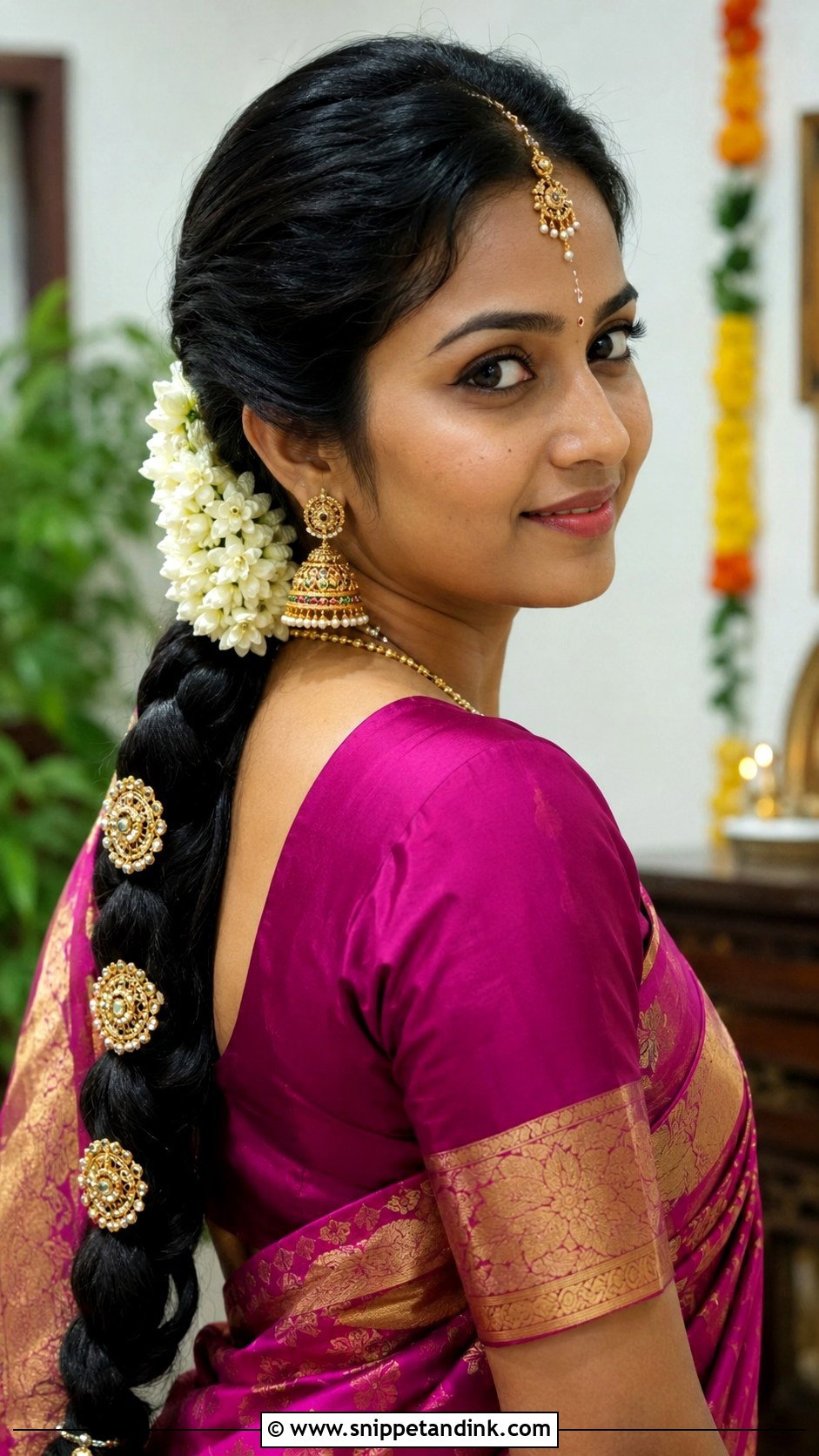 House Warming Ceremony South Indian Braid - Snippet and Ink - 15 Hairstyle for House Warming Ceremony Ideas