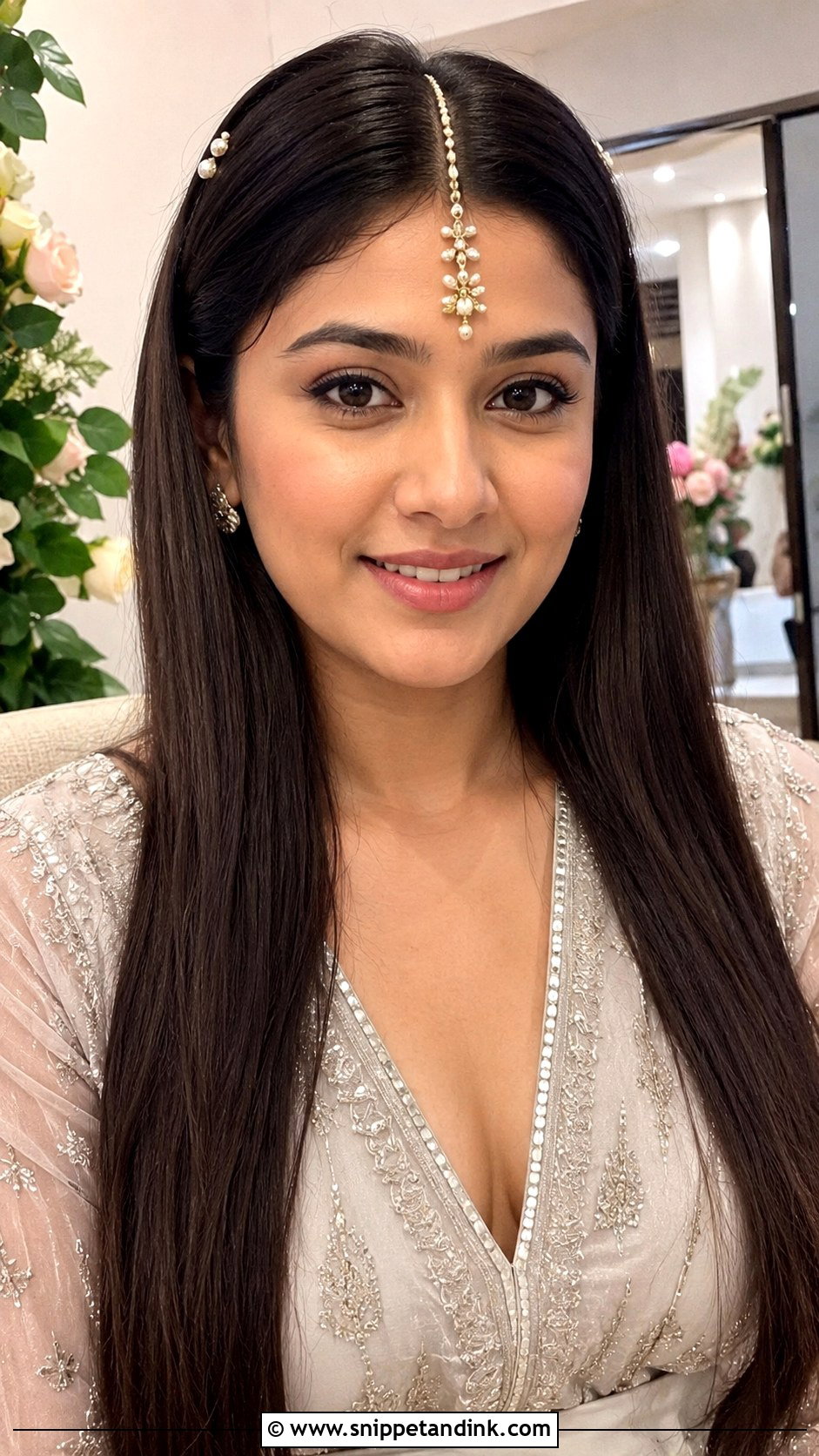 House Warming Ceremony Straight Hair With Hair Accessories - Snippet and Ink - 15 Hairstyle for House Warming Ceremony Ideas
