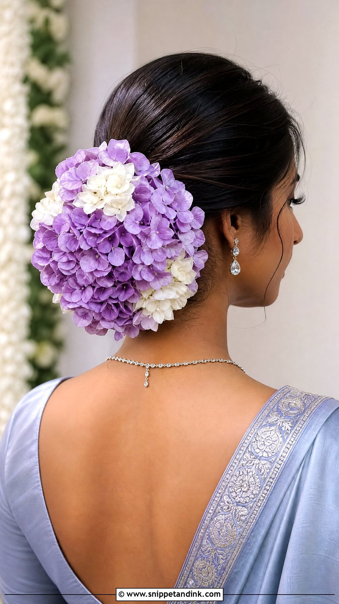 Hydrangea Bridal Bun - Snippet and Ink - 20 Hairstyles for South Indian Wedding