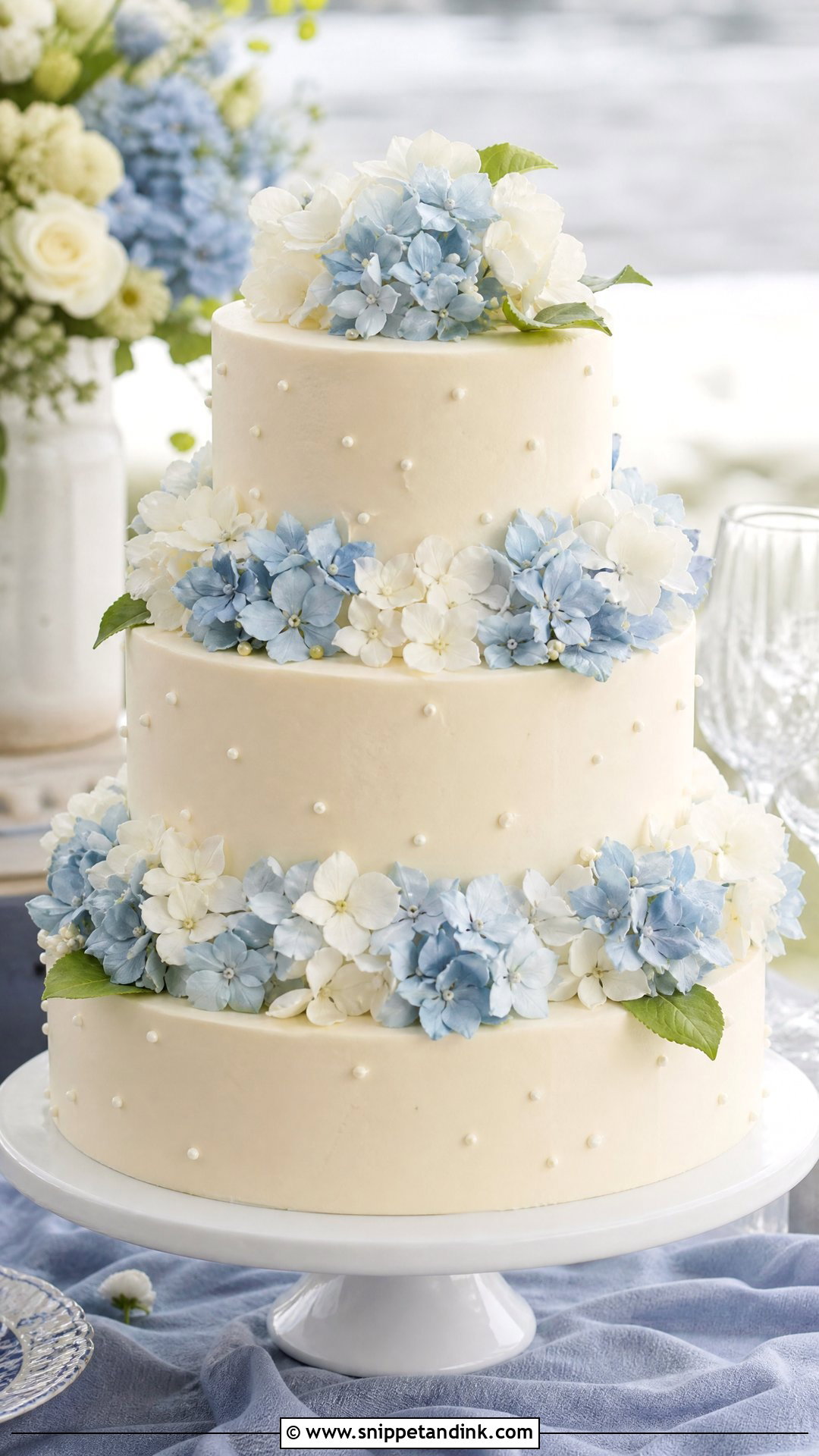 Hydrangea Wedding Cake - Snippet and Ink - 25 Flower Theme Cake Ideas for Wedding