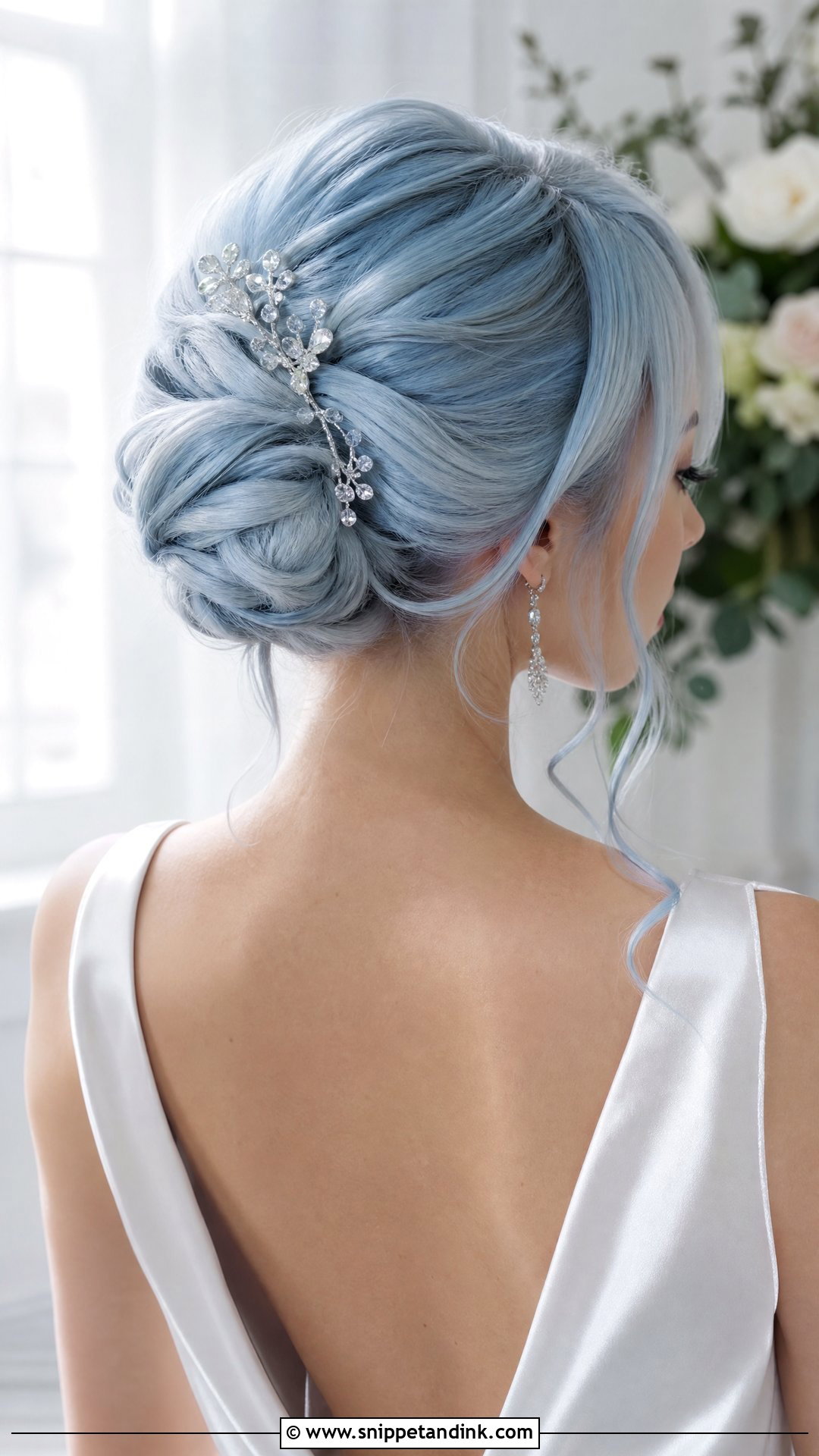 Icy Blue Bridal Updo - Snippet and Ink - 15 Blue Hair Bride Ideas