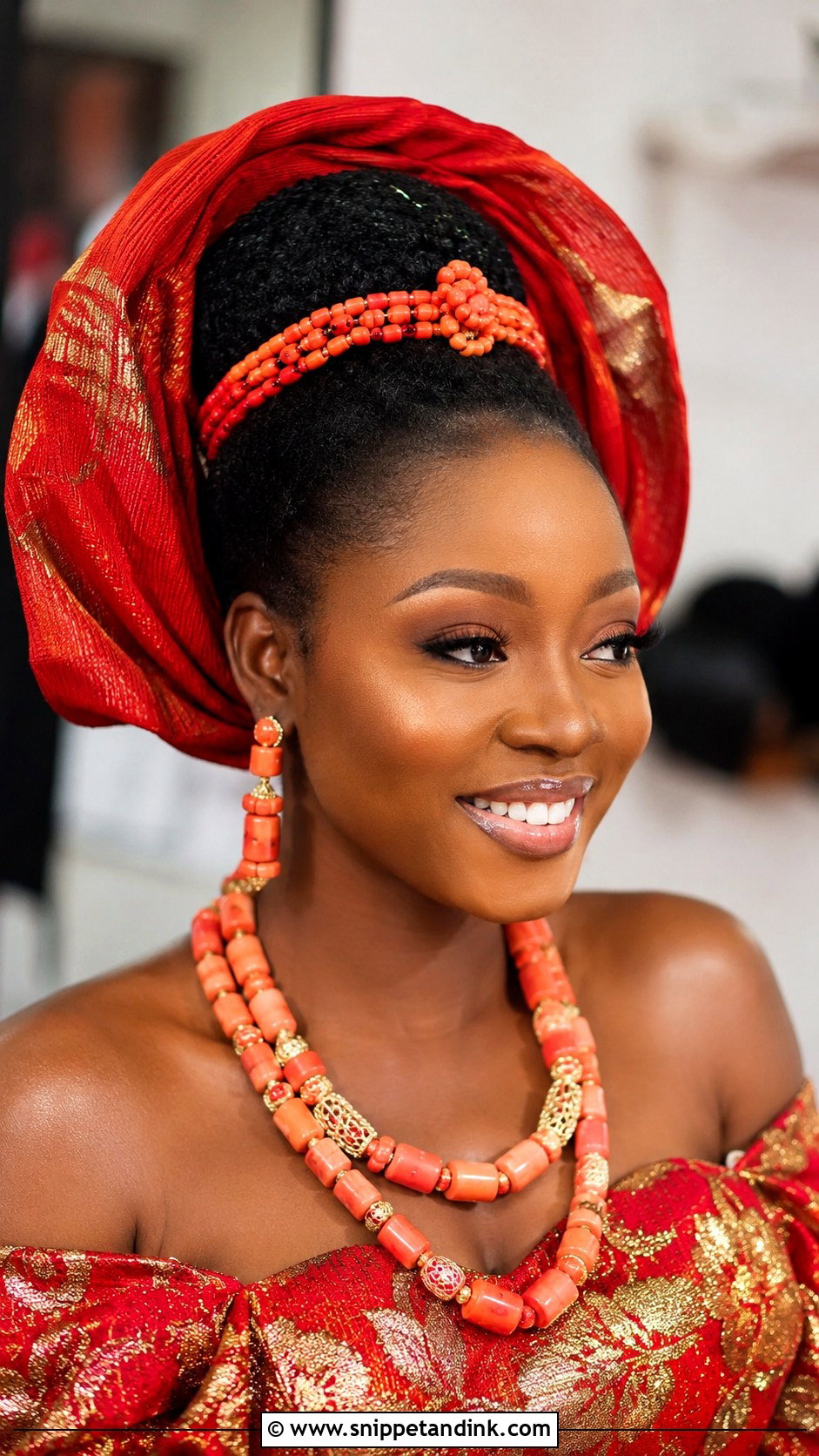 Igbo Bridal Beaded Bun With Ichafu - Snippet and Ink - 15 Igbo Bridal Hairstyles