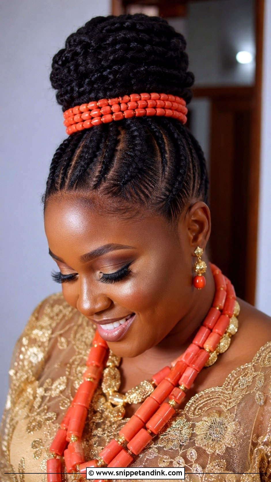 Igbo Bridal Braided Bun - Snippet and Ink - 15 Igbo Bridal Hairstyles