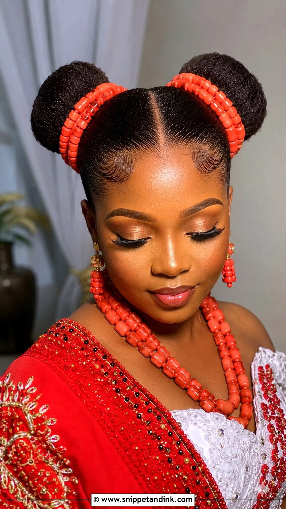 Igbo Bridal Double Bun Hairstyle - Snippet and Ink - 15 Igbo Bridal Hairstyles