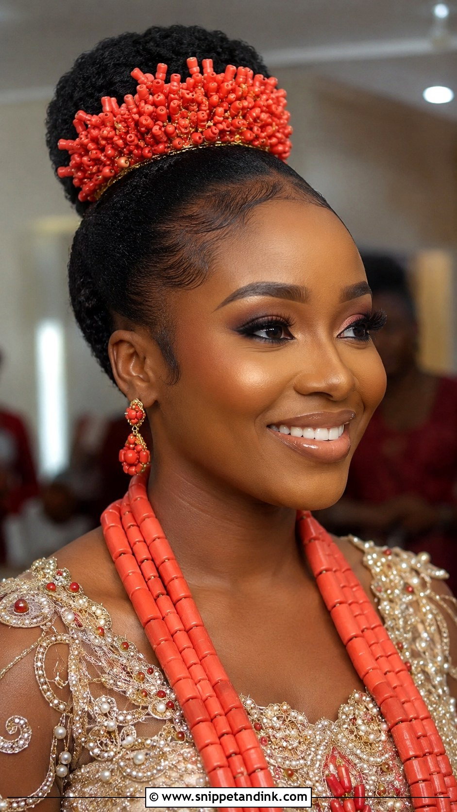 Igbo Bridal Updo With Coral Crown - Snippet and Ink - 15 Igbo Bridal Hairstyles