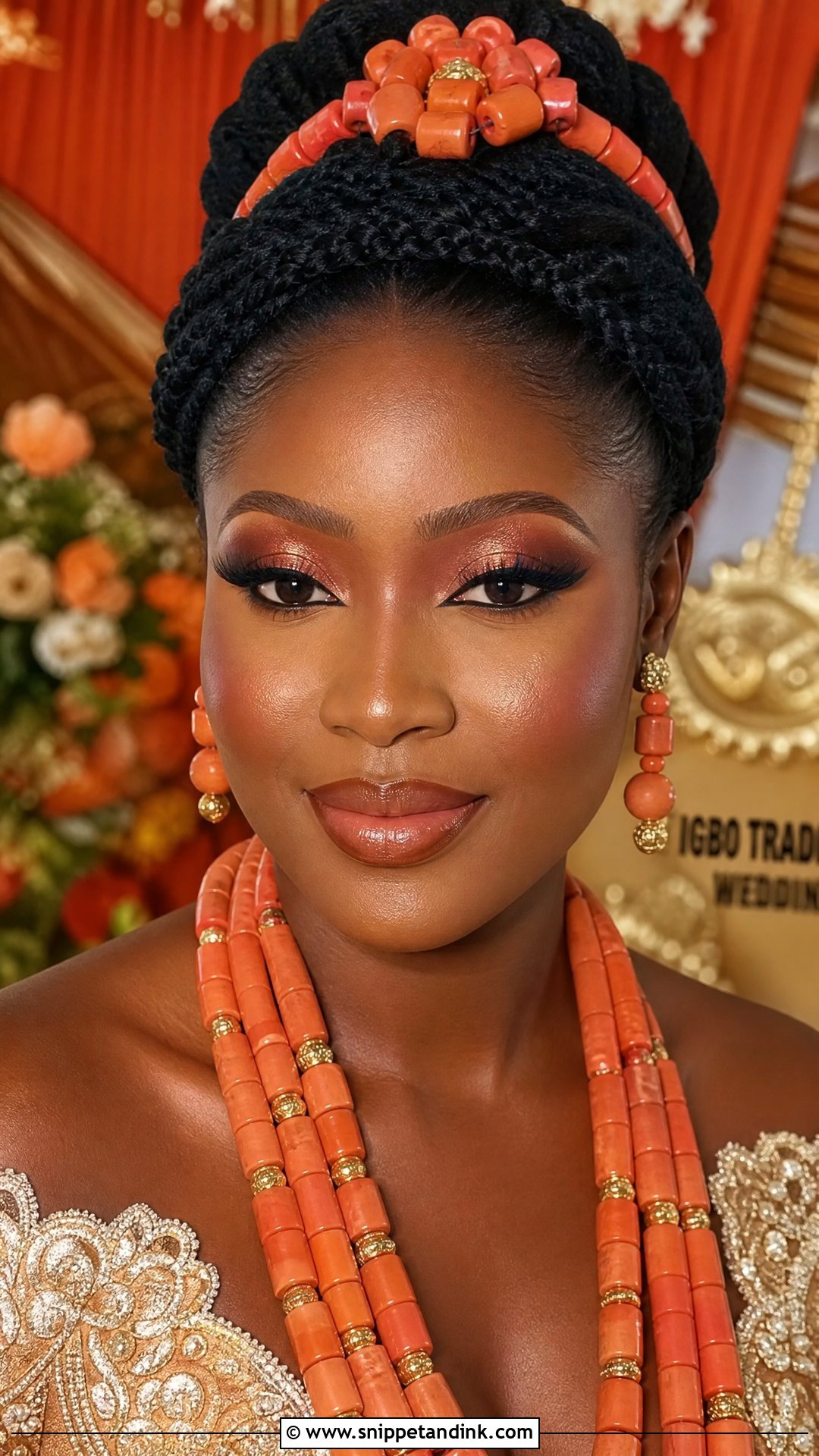 Igbo Bride Coral Bead Makeup - Snippet and Ink - 20 Nigerian Wedding Makeup Ideas