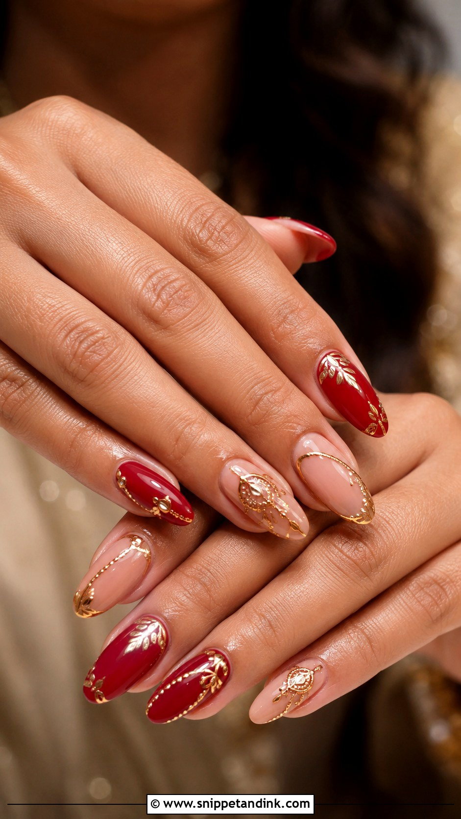 Indian Bridal Almond Nails - Snippet and Ink - 30 Indian Bridal Nails