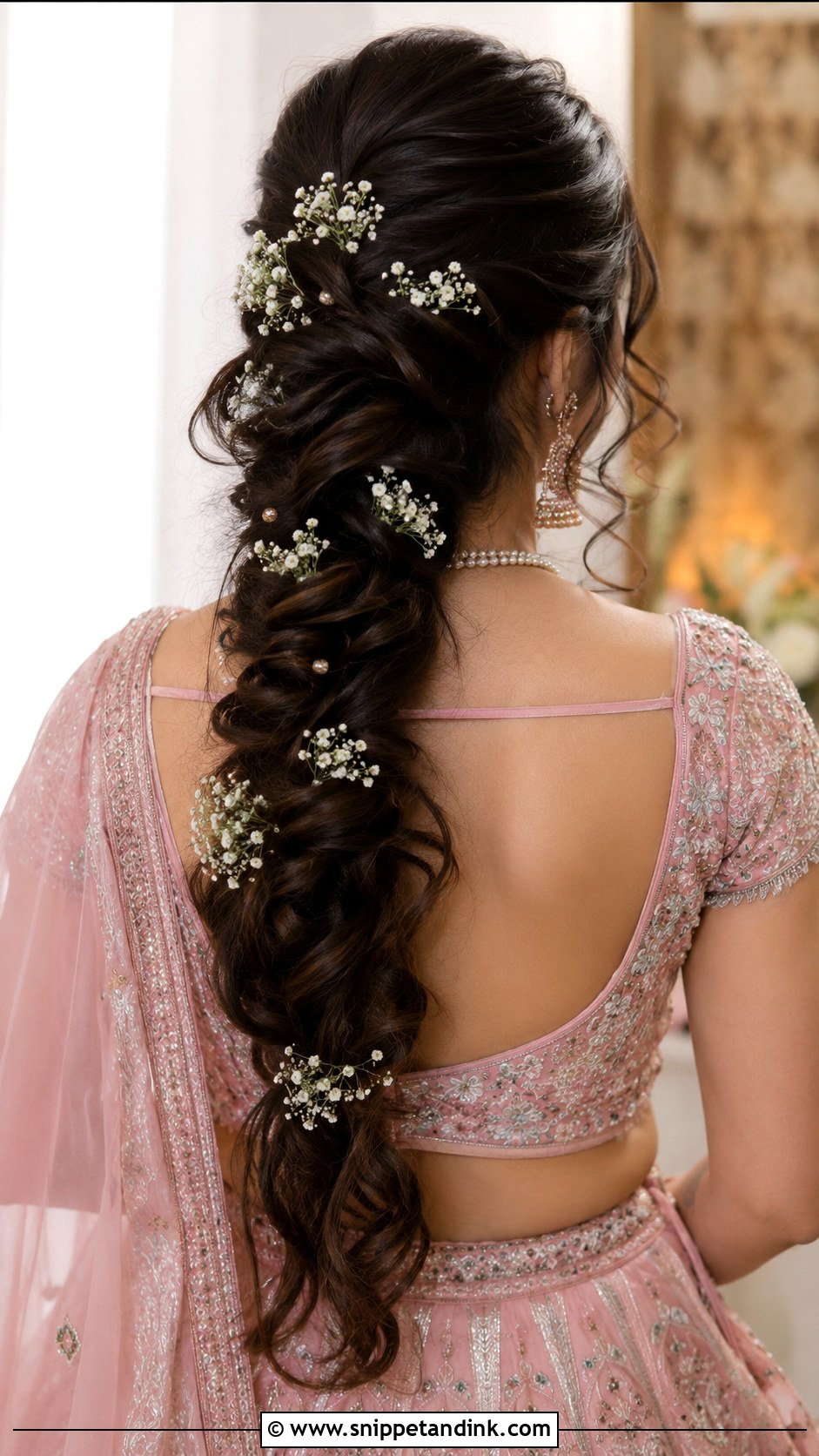 Indian Bridal Braid With Babys Breath - Snippet and Ink - 20 Indian Wedding Bridal Braid Hairstyle Ideas