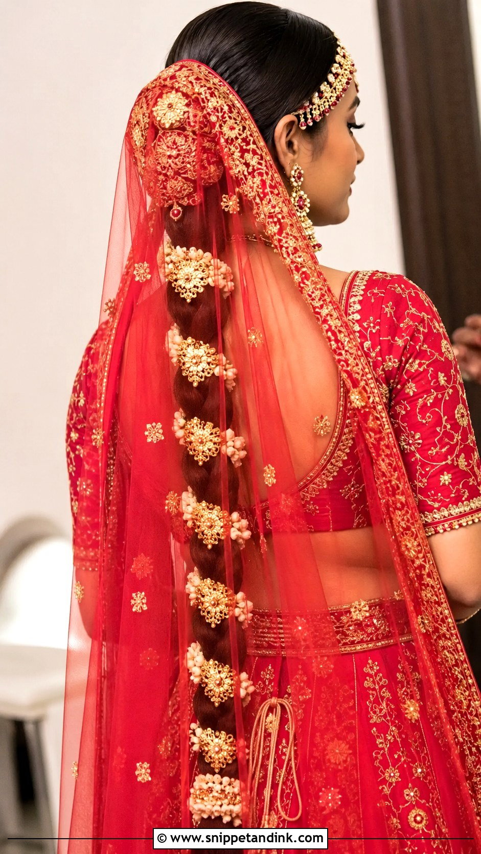 Indian Bridal Braid With Dupatta - Snippet and Ink - 20 Indian Wedding Bridal Braid Hairstyle Ideas