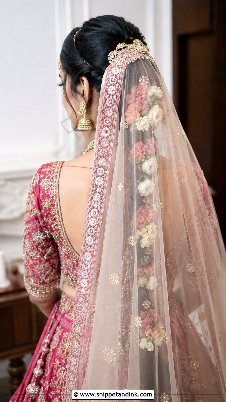 Indian Bridal Braid With Dupatta - Snippet and Ink - 20 Indian Bride Braid Hairstyle Ideas