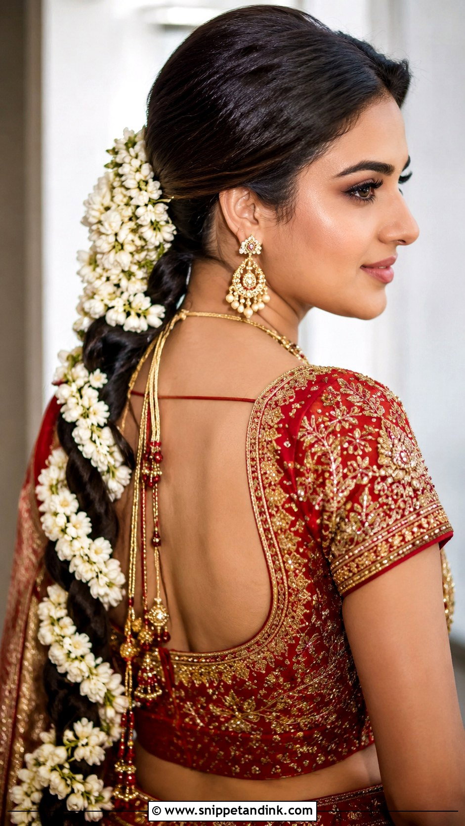 Indian Bridal Braid With Gajra - Snippet and Ink - 15 Indian Wedding Braid Hairstyles