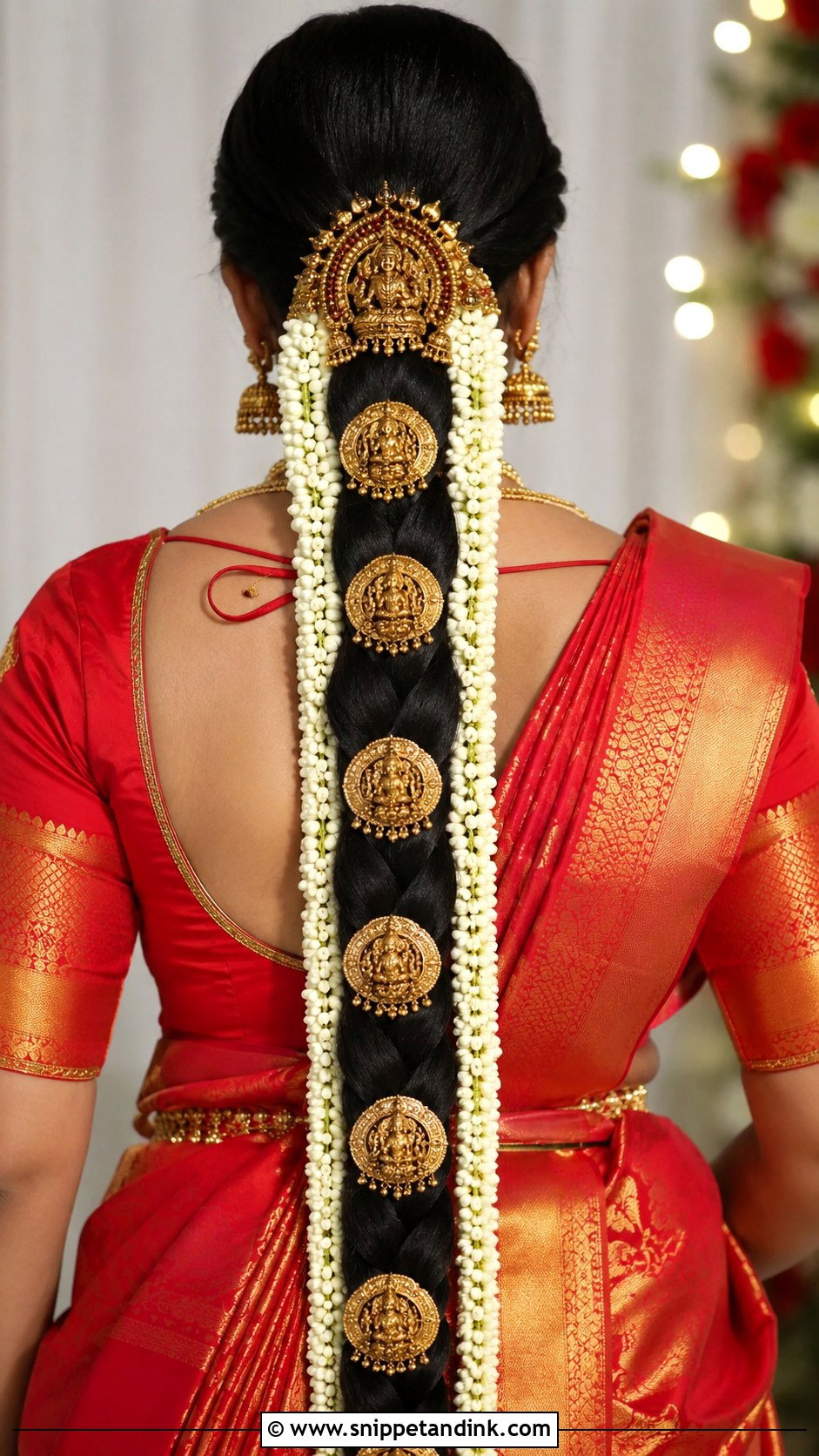 Indian Bridal Braid With Gold Jada Billalu - Snippet and Ink - 20 Indian Wedding Bridal Braid Hairstyle Ideas