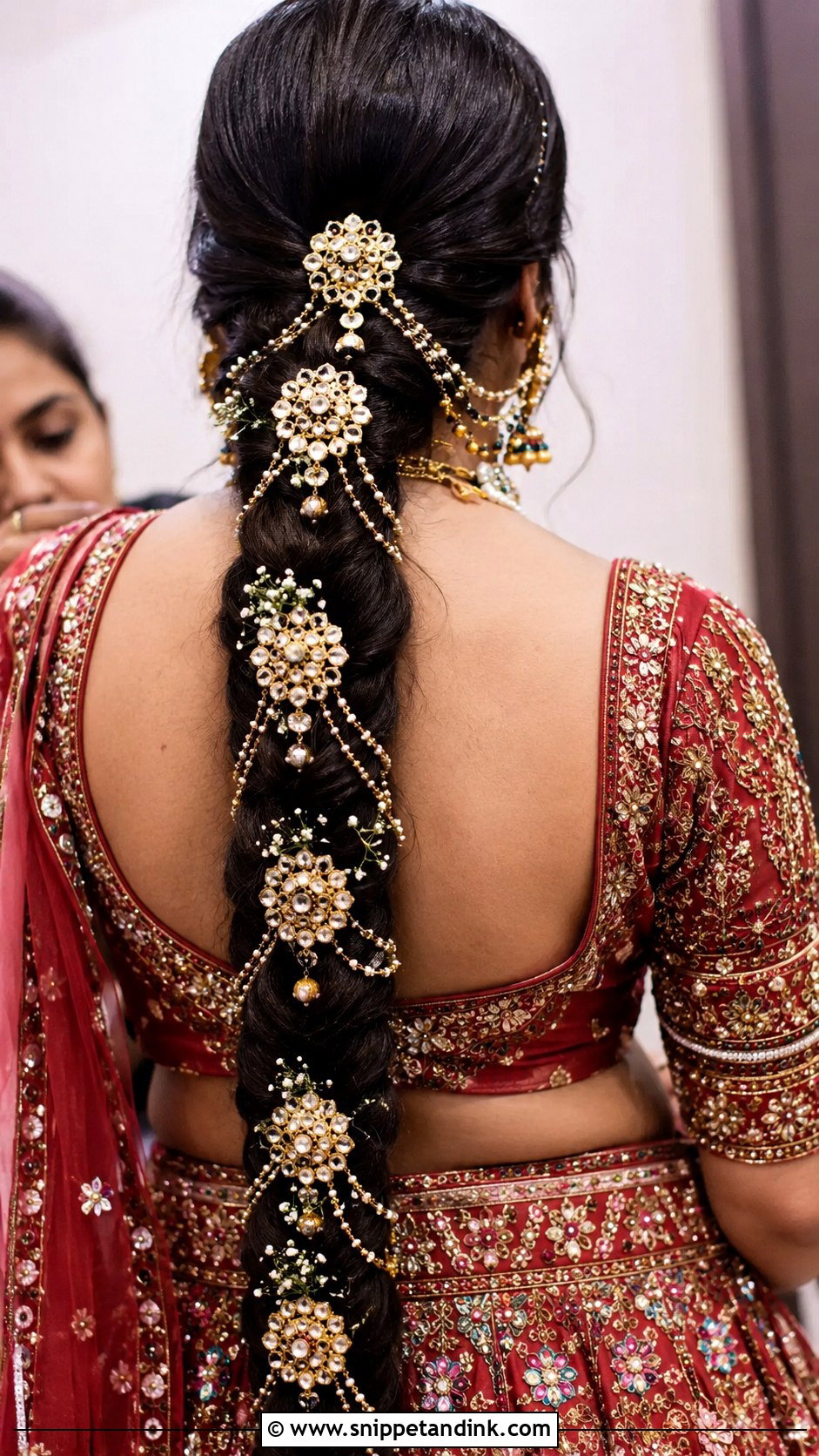 Indian Bridal Braid With Kundan Accessories - Snippet and Ink - 20 Indian Wedding Bridal Braid Hairstyle Ideas