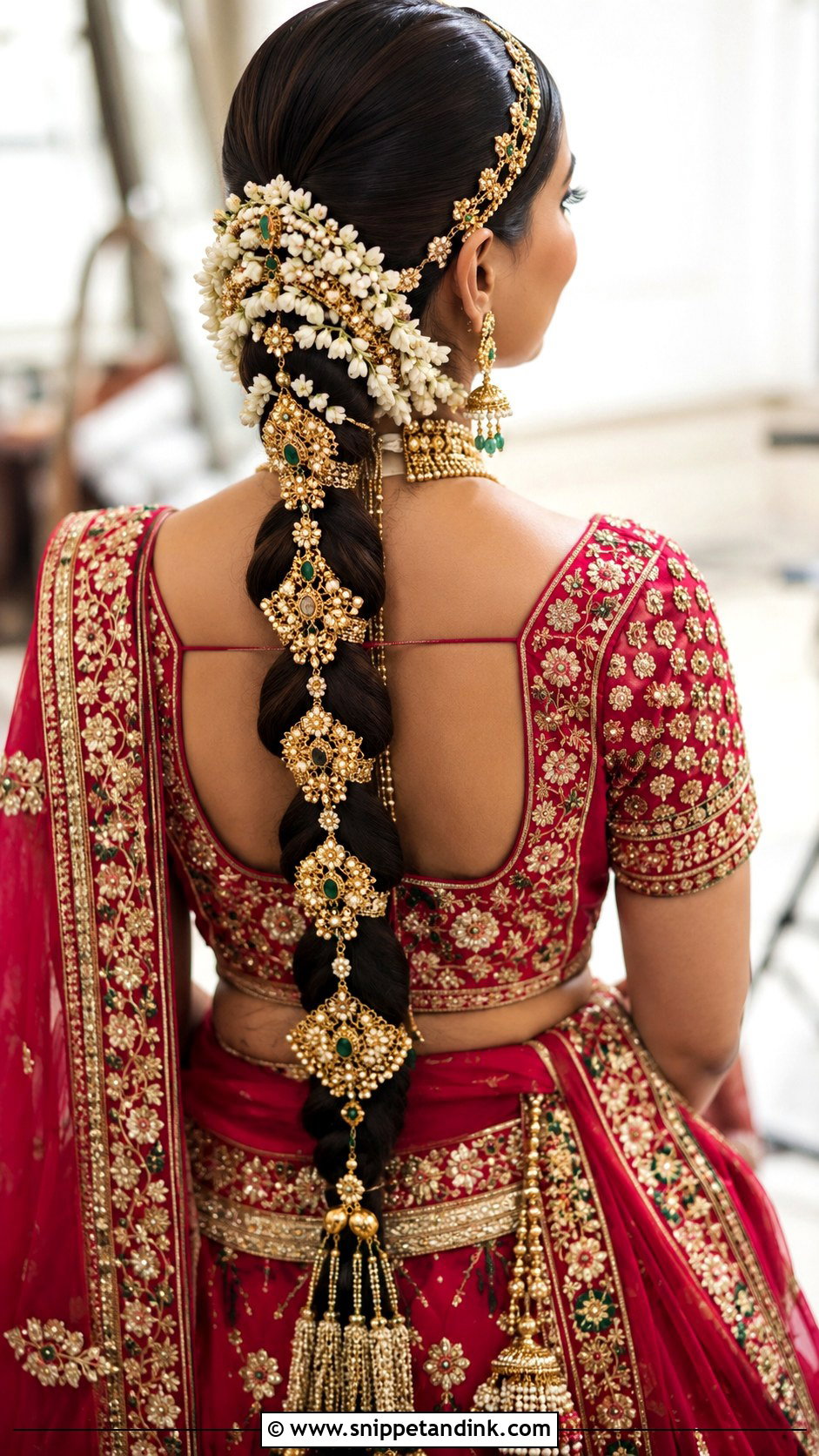 Indian Bridal Braid With Matha Patti - Snippet and Ink - 20 Indian Wedding Bridal Braid Hairstyle Ideas