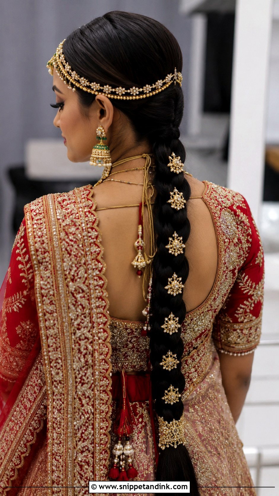 Indian Bridal Braid With Matha Patti - Snippet and Ink - 20 Indian Bride Braid Hairstyle Ideas