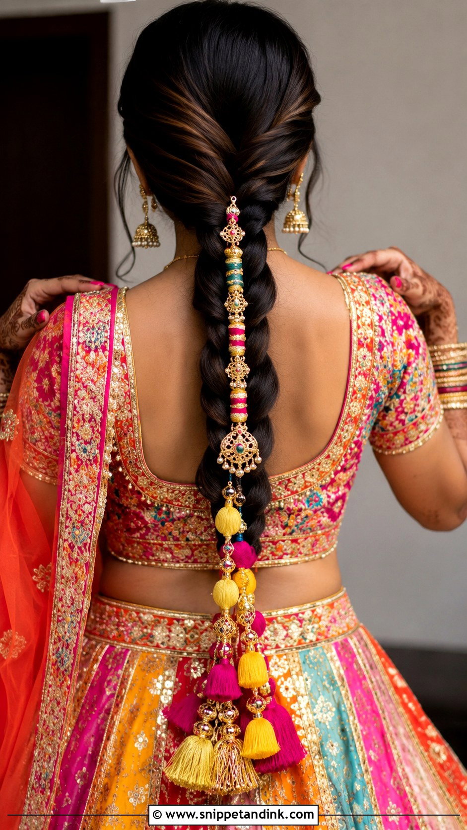 Indian Bridal Braid With Paranda - Snippet and Ink - 20 Indian Wedding Bridal Braid Hairstyle Ideas
