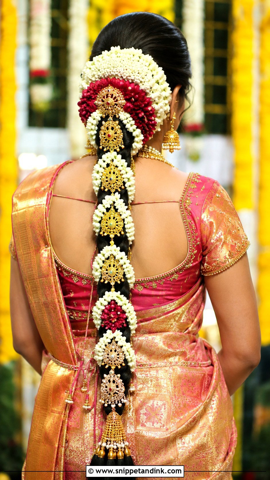 Indian Bridal Braid With Poola Jada - Snippet and Ink - 20 Indian Wedding Bridal Braid Hairstyle Ideas