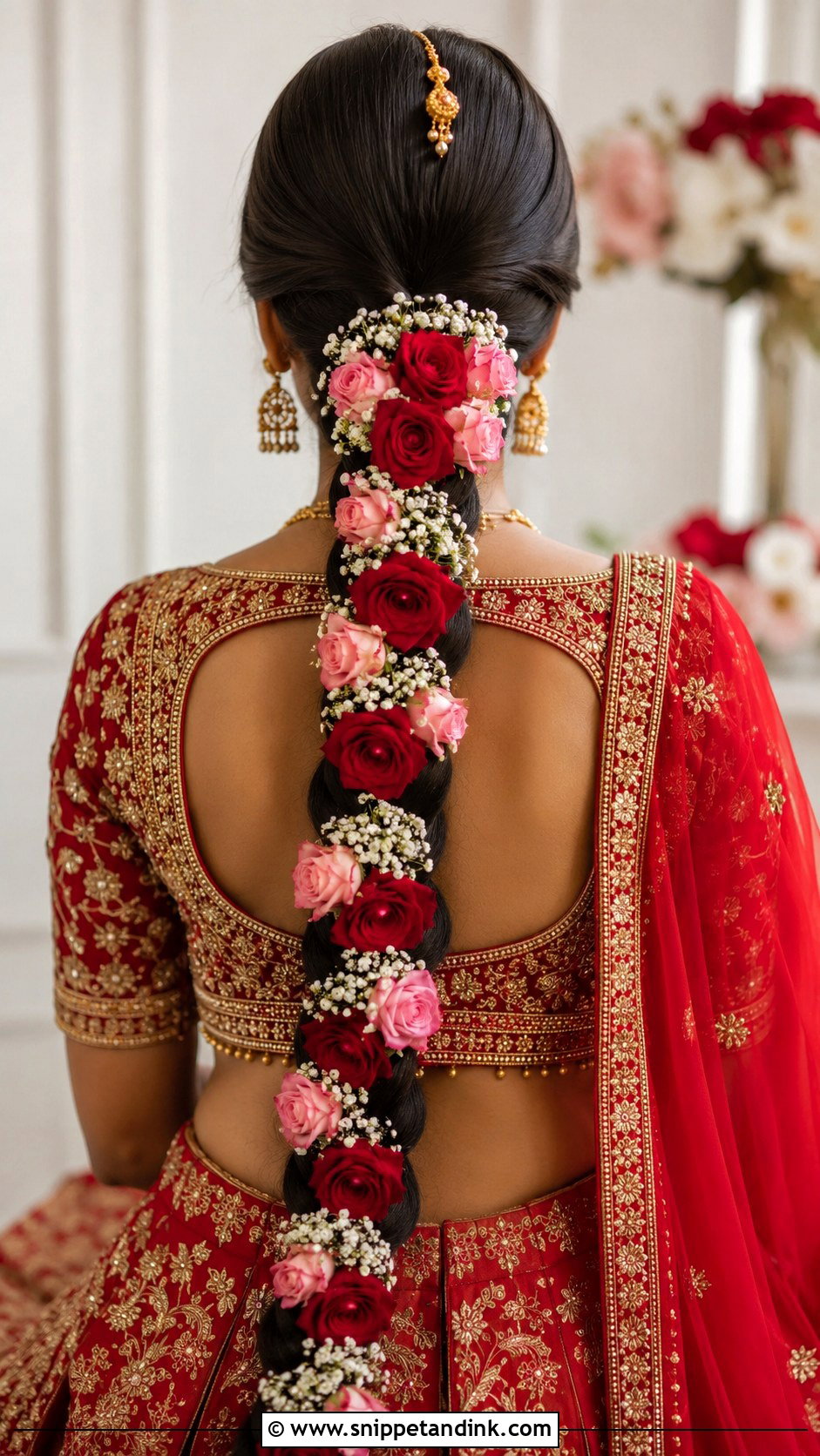 Indian Bridal Braid With Roses - Snippet and Ink - 20 Indian Wedding Bridal Braid Hairstyle Ideas