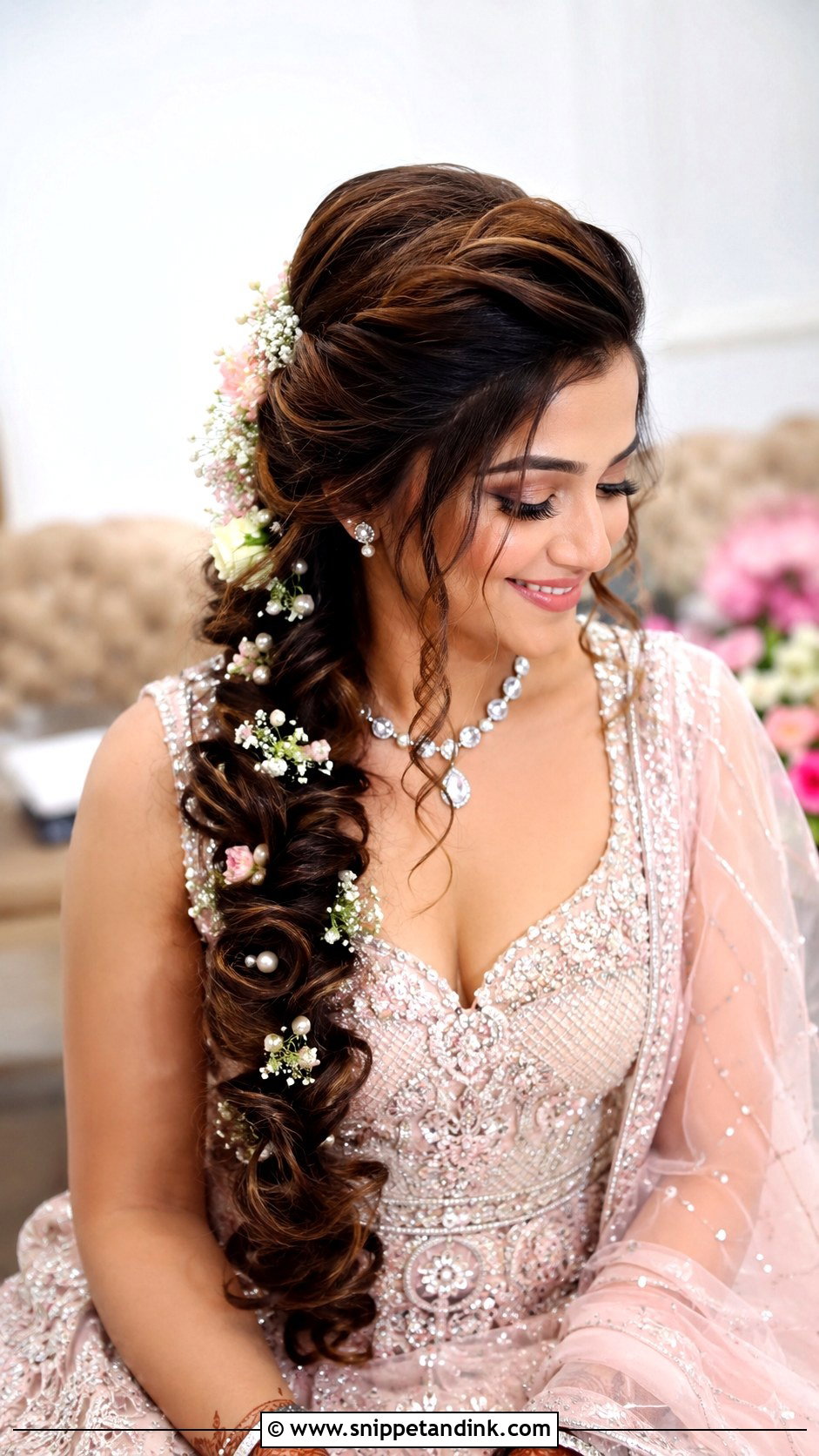 Indian Bridal Braid With Soft Curls - Snippet and Ink - 20 Indian Bridal Braided Hairstyles