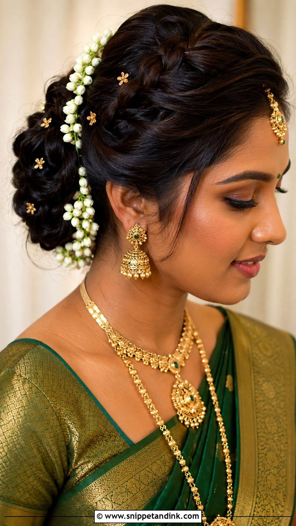 Indian Bridal Braided Bun - Snippet and Ink - 15 Indian Bridal Hair Styles