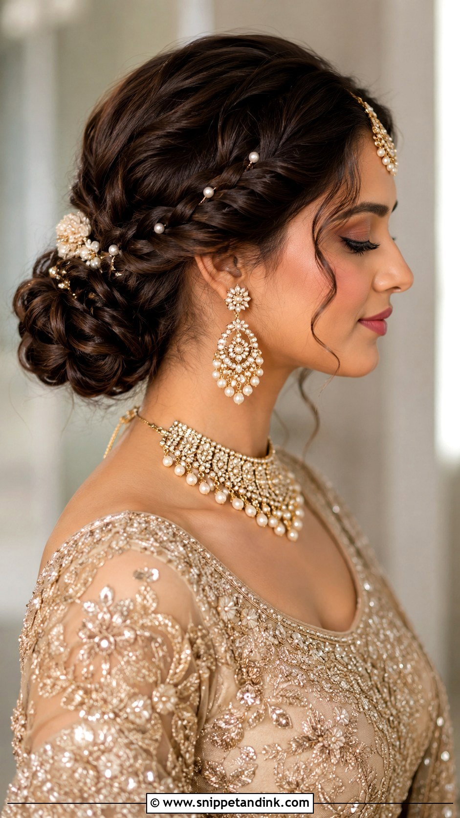 Indian Bridal Braided Bun - Snippet and Ink - 15 Indian Bride Bun Hairstyle Ideas
