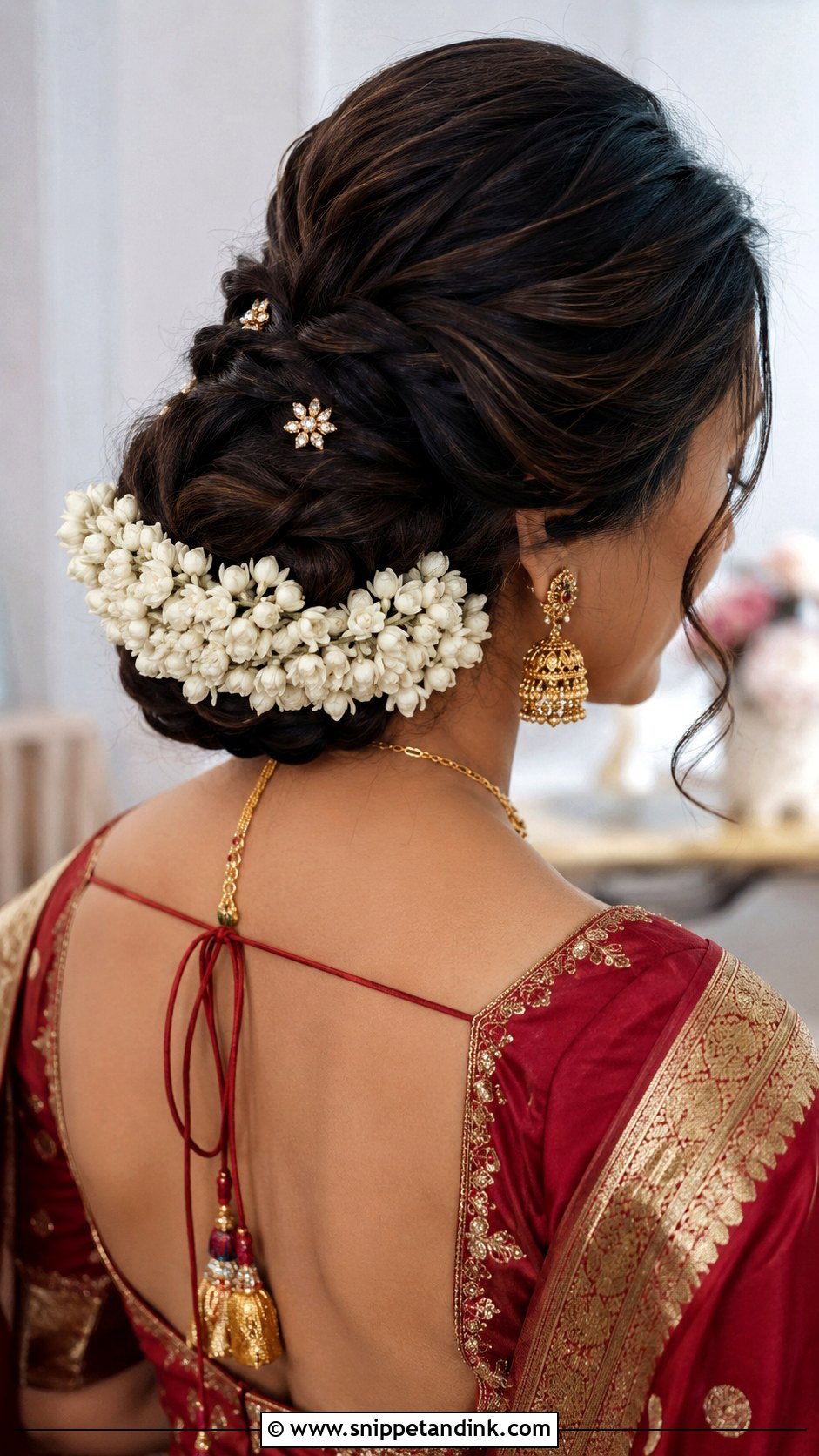 Indian Bridal Braided Bun - Snippet and Ink - 15 Indian Bride Wedding Hairstyles