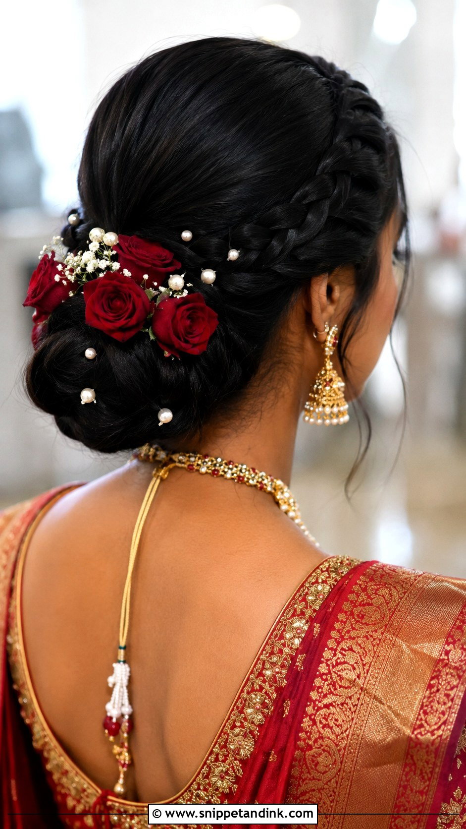 Indian Bridal Braided Bun - Snippet and Ink - 15 Indian Hairstyle for Marriage Ideas