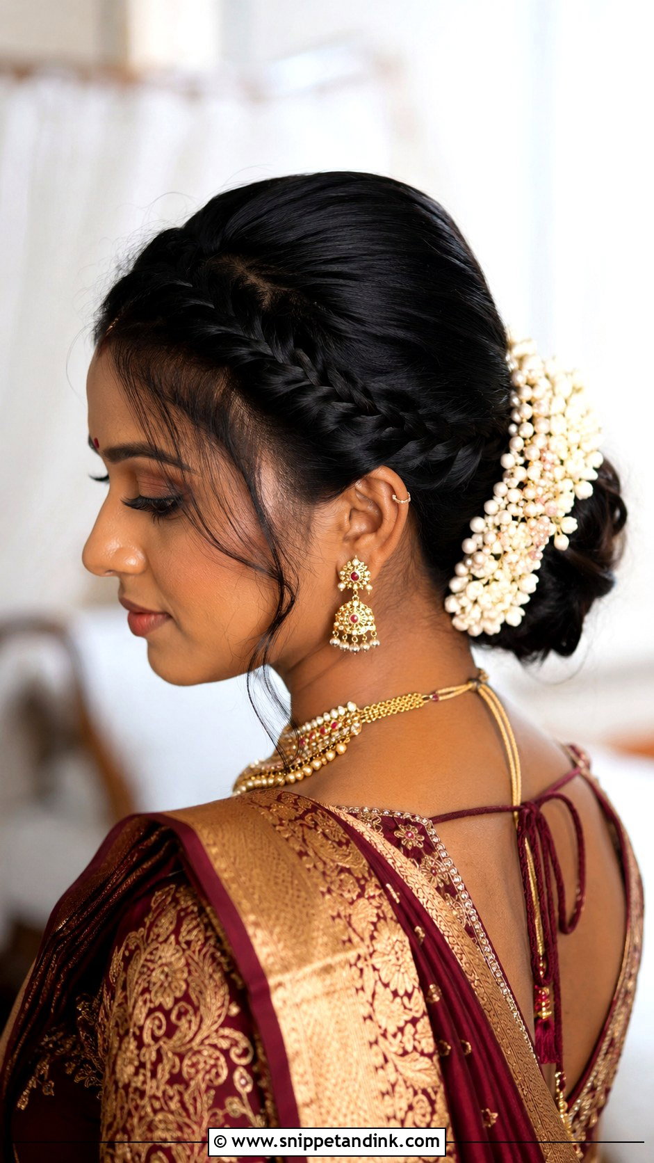 Indian Bridal Braided Bun - Snippet and Ink - 15 Indian Wedding Bride Hairstyle Ideas