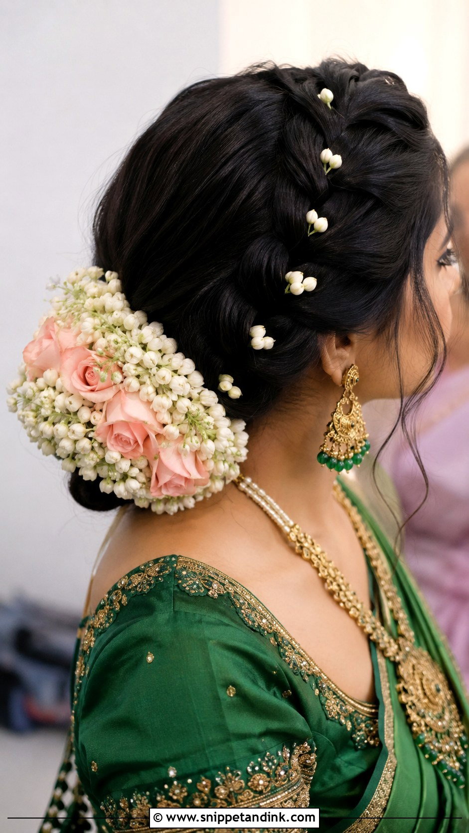 Indian Bridal Braided Bun With Flowers - Snippet and Ink - 15 Indian Bridal Hair Buns with Flowers