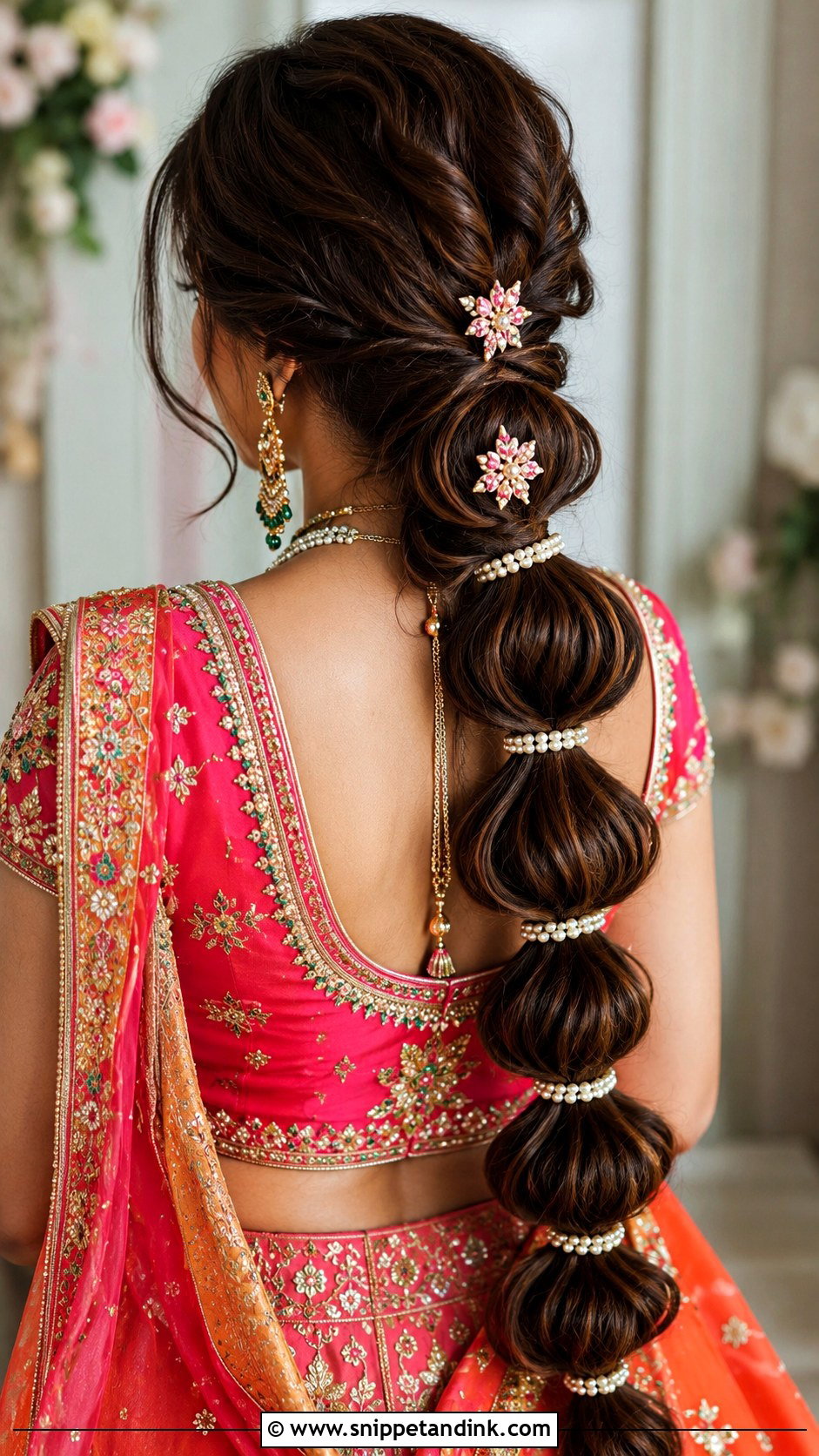 Indian Bridal Bubble Braid - Snippet and Ink - 20 Indian Bride Braid Hairstyle Ideas