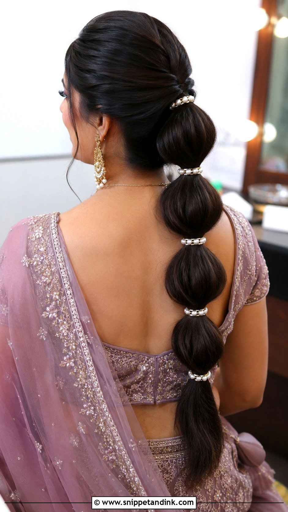 Indian Bridal Bubble Braid For Long Hair - Snippet and Ink - 15 Indian Bridal Hairstyles for Long Hair