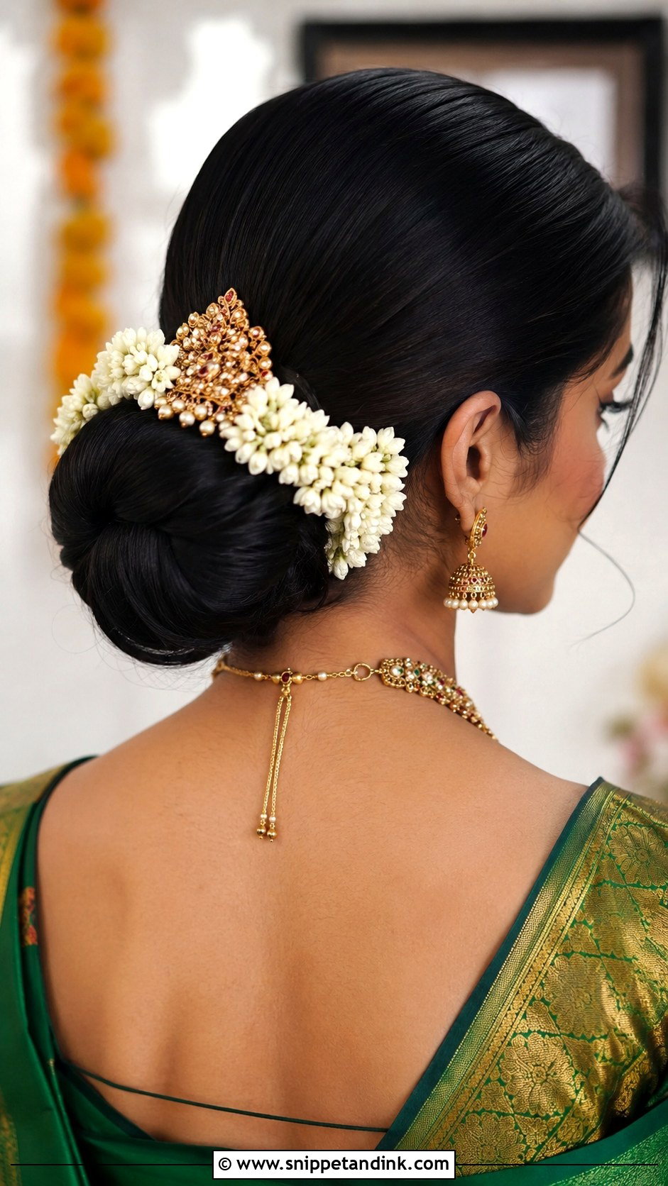 Indian Bridal Bun For Saree - Snippet and Ink - 20 Indian Bridal Hair Bun Style Ideas