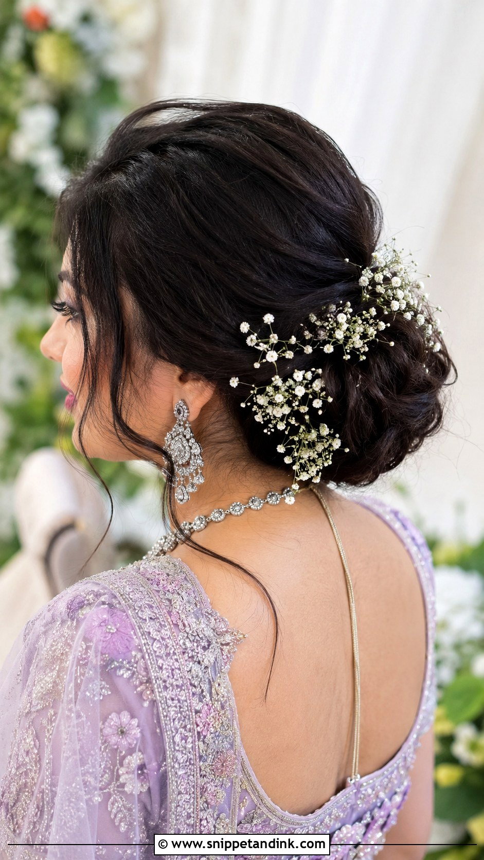 Indian Bridal Bun With Babys Breath - Snippet and Ink - 15 Indian Bridal Hair Buns with Flowers