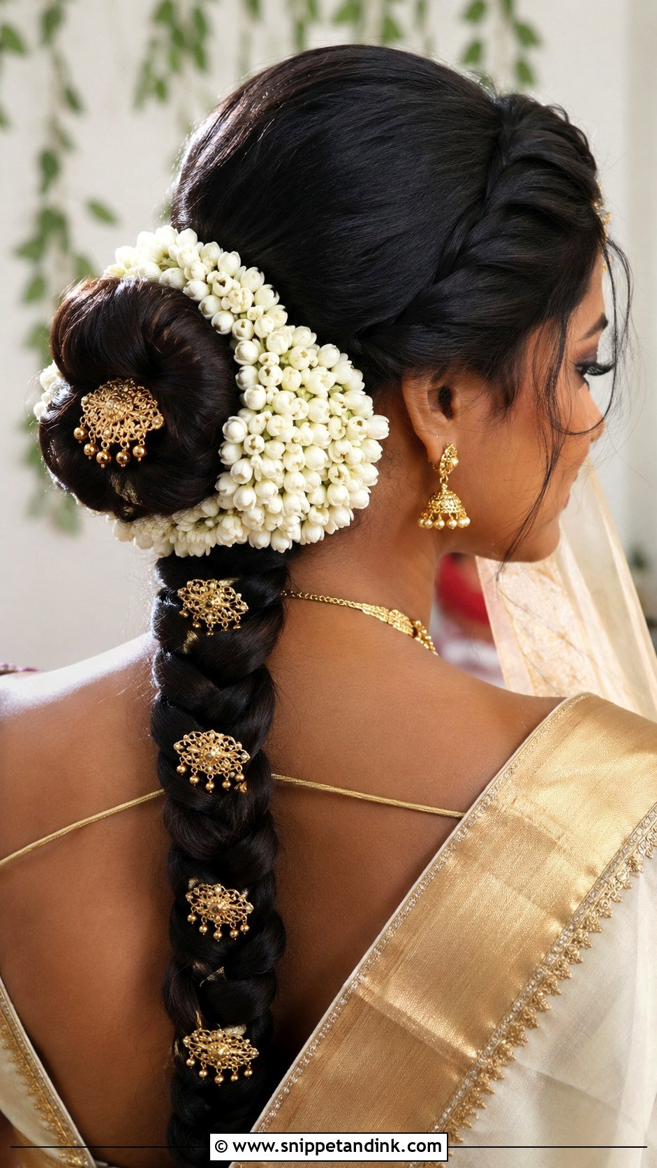 Indian Bridal Bun With Braid - Snippet and Ink - 20 Indian Bride Braid Hairstyle Ideas