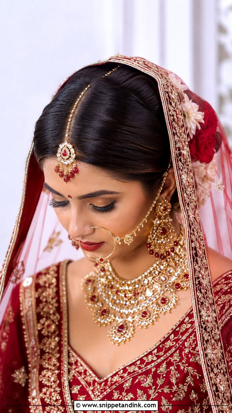 Indian Bridal Bun With Dupatta - Snippet and Ink - 20 Indian Bridal Hair Bun Style Ideas
