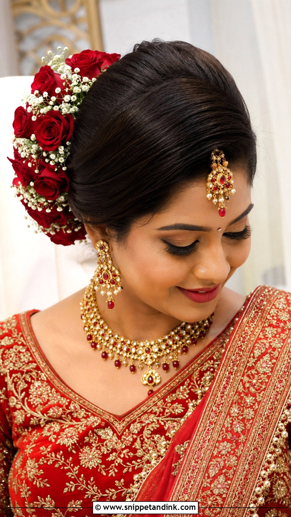 Indian Bridal Bun With Flowers - Snippet and Ink - 15 Indian Bride Wedding Hairstyles