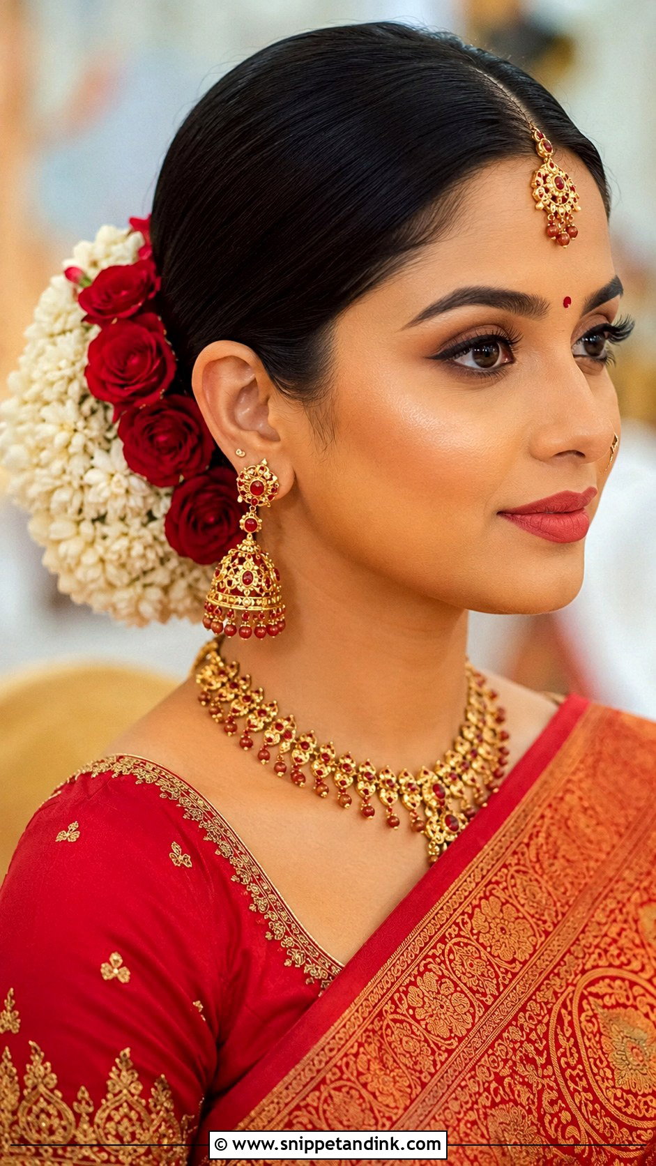 Indian Bridal Bun With Flowers - Snippet and Ink - 20 Indian Marriage Hair Styles