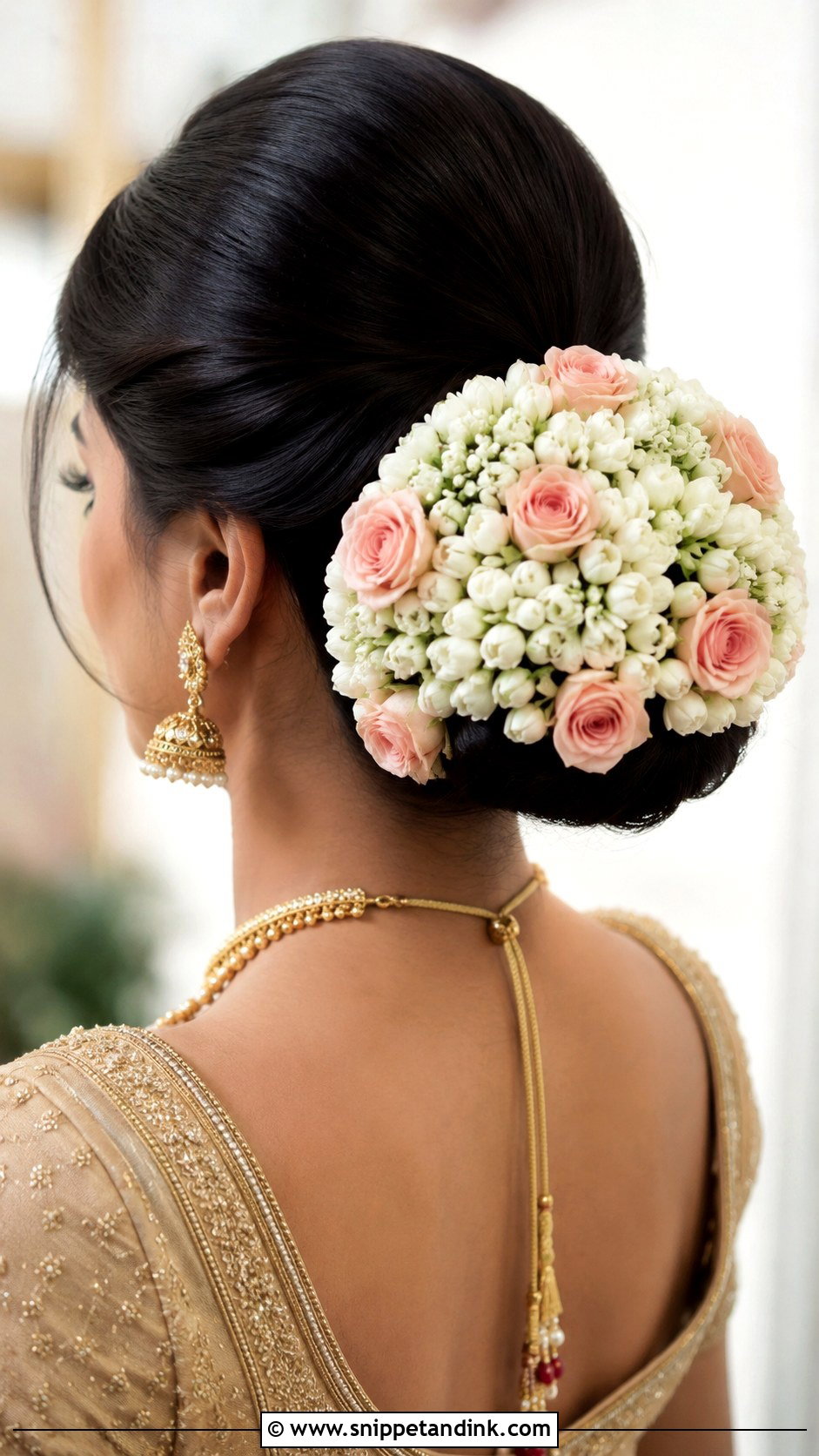 Indian Bridal Bun With Flowers - Snippet and Ink - 15 Indian Bride Hairstyle Ideas