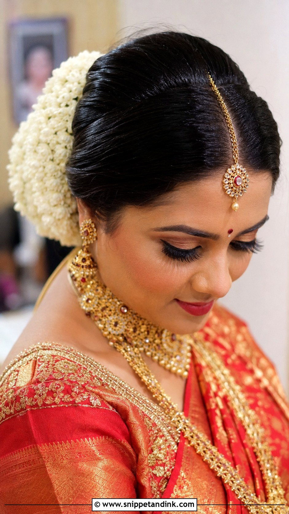 Indian Bridal Bun With Gajra - Snippet and Ink - 15 Indian Bride Hairstyle Ideas