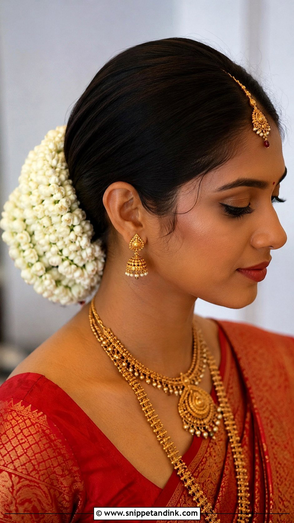 Indian Bridal Bun With Gajra - Snippet and Ink - 15 Latest Indian Bridal Hairstyles