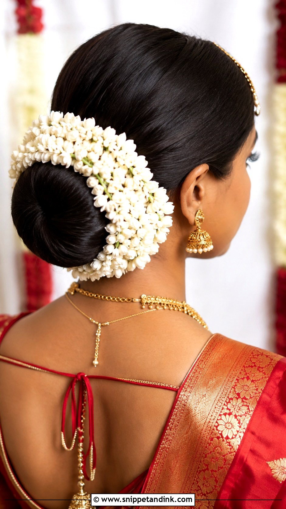 Indian Bridal Bun With Gajra - Snippet and Ink - 20 Indian Bridal Hair Bun Style Ideas