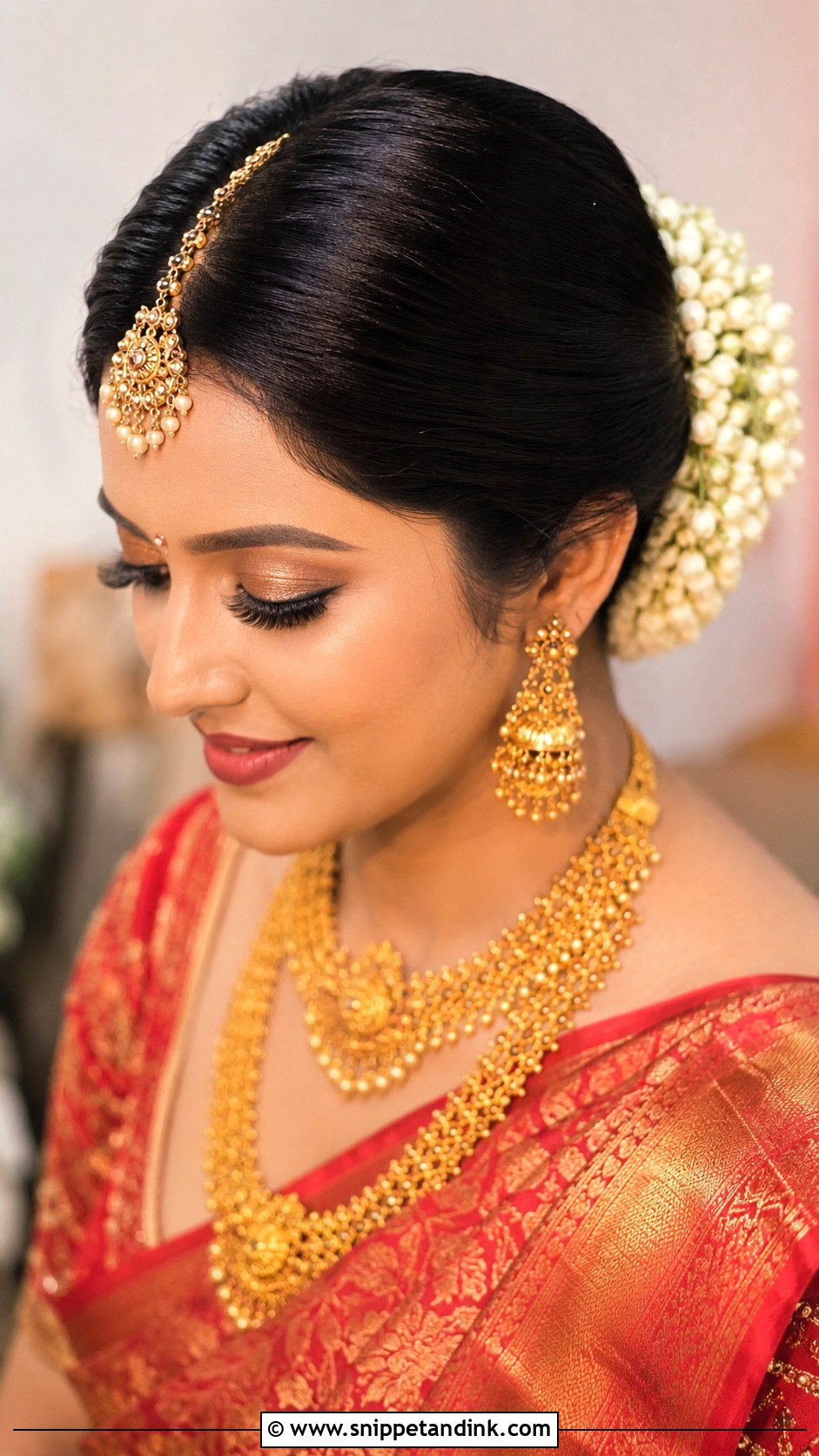 Indian Bridal Bun With Gajra - Snippet and Ink - 15 Indian Bride Wedding Hairstyles