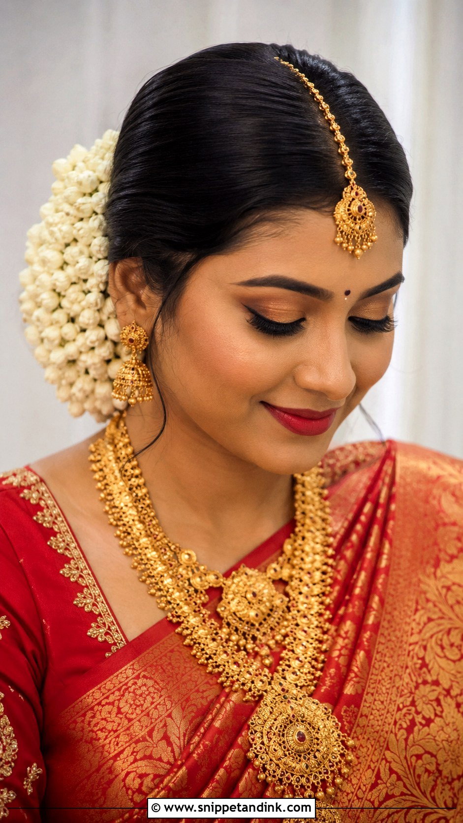 Indian Bridal Bun With Gajra - Snippet and Ink - 15 Indian Hairstyles for Women Wedding